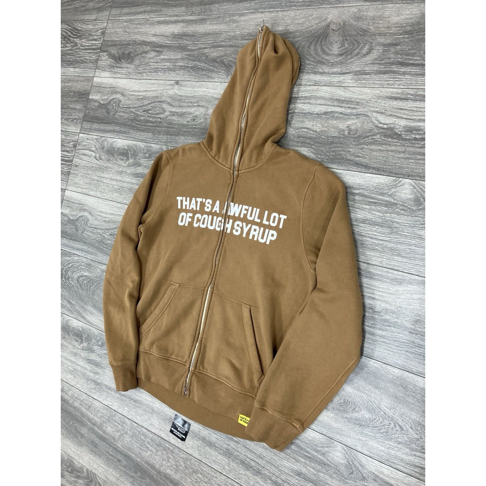 Awful Lot of Cough Syrup Awful Lot Of Cough Syrup Zip Up Hoodie ' Brown ' | NEW! Size US L / EU 52-54 / 3 - 3 Thumbnail