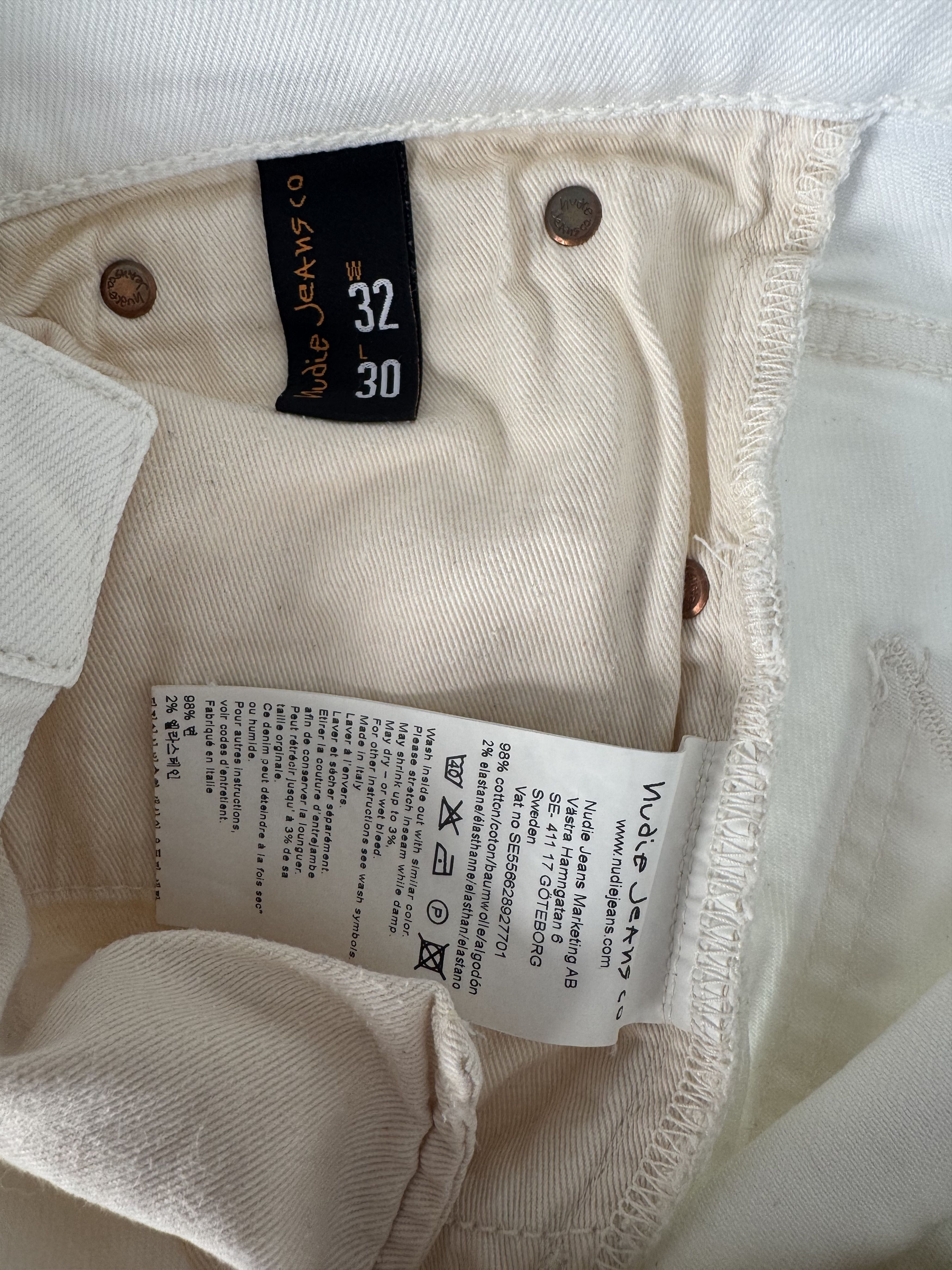 Nudie Jeans Off-White Lean Dean Jeans Size US 32 / EU 48 - 5 Thumbnail