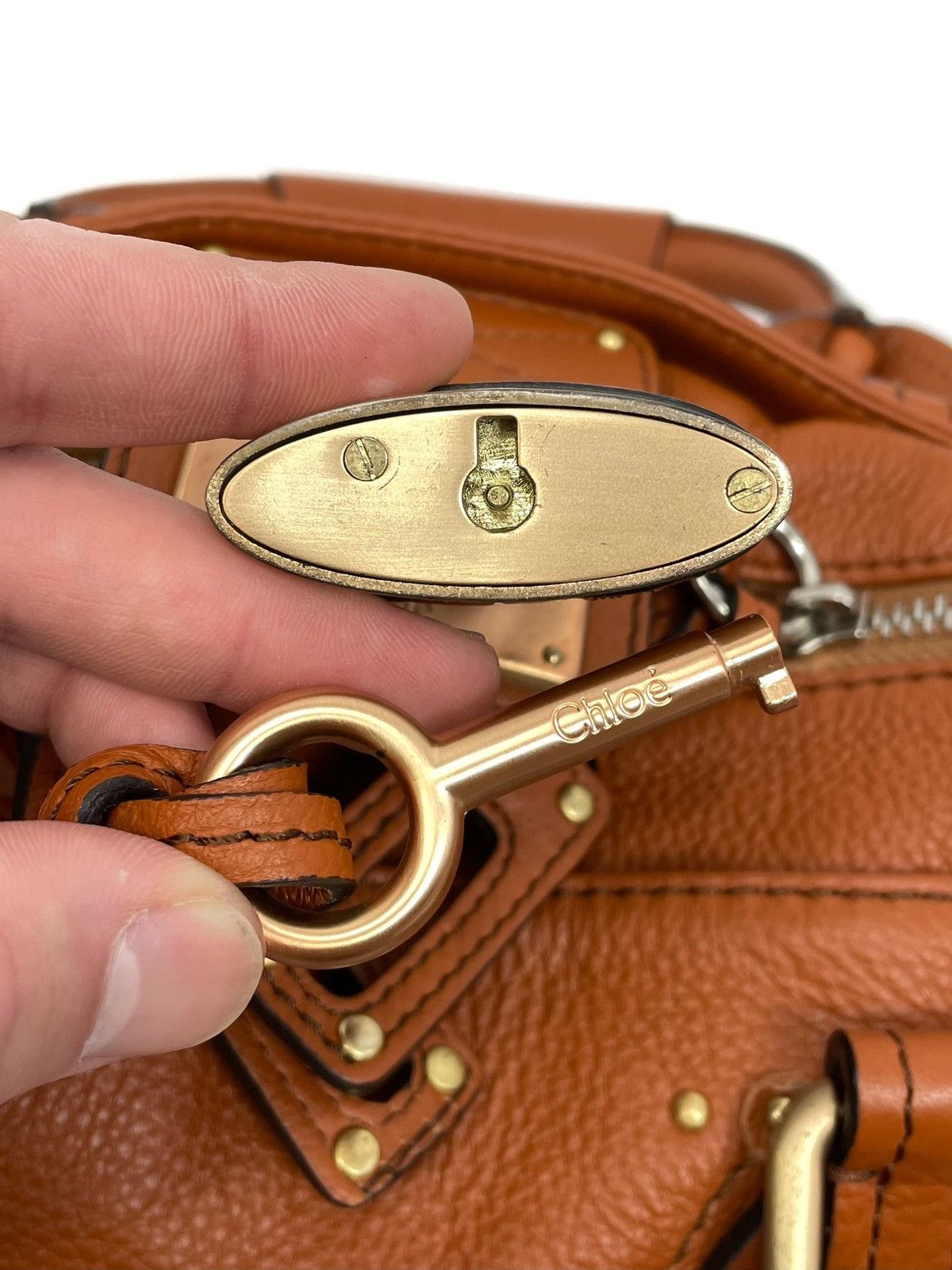 Chloe Chloé Paddington Medium Satchel Bag – Tan Pebbled Leather Size ONE SIZE - 7 Thumbnail