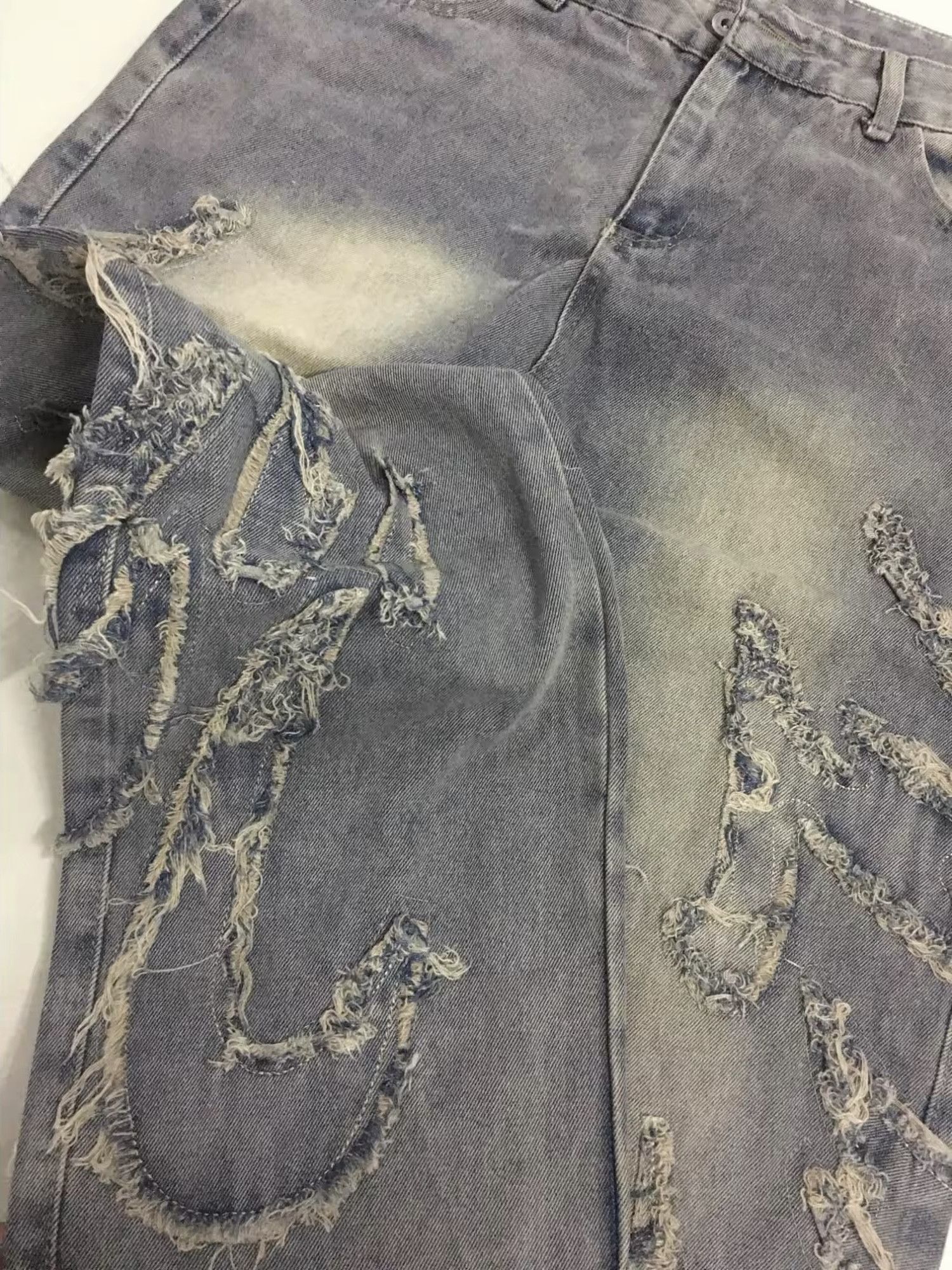 Jean × Vintage Harajuku Embroidered Flame Split Jeans Size US 27 - 7 Thumbnail
