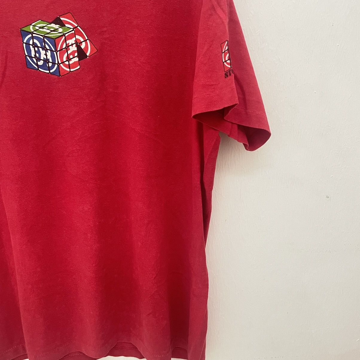 Stussy Men's Vintage Stussy Rubic Cube Shirt Size Large Red Colour Size US L / EU 52-54 / 3 - 7 Thumbnail