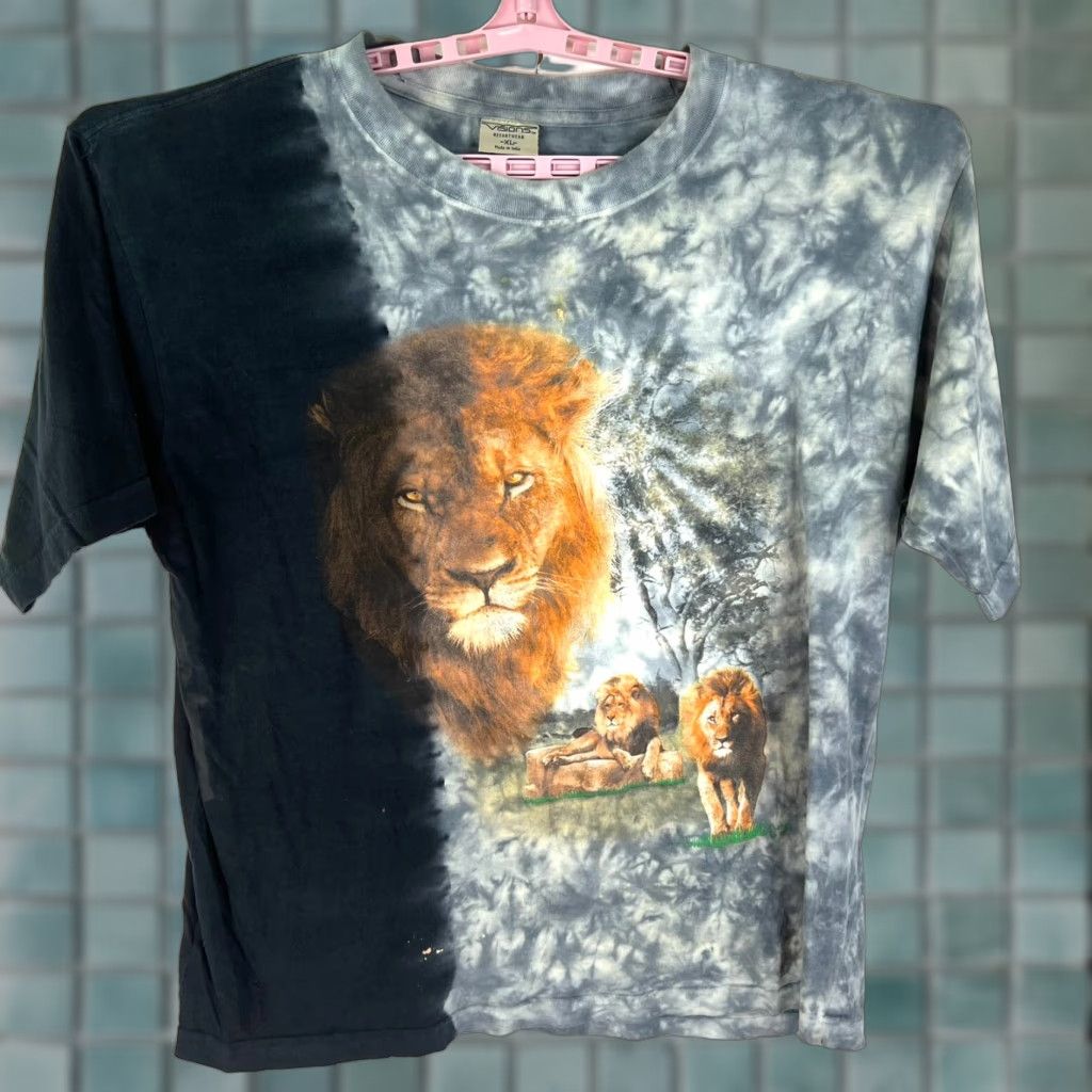 Vintage Visions Lion Shirt Mens XL Black Tie Dye Animals Lion Faces 90s Africa Logos Size US XL / EU 56 / 4 - 1 Thumbnail