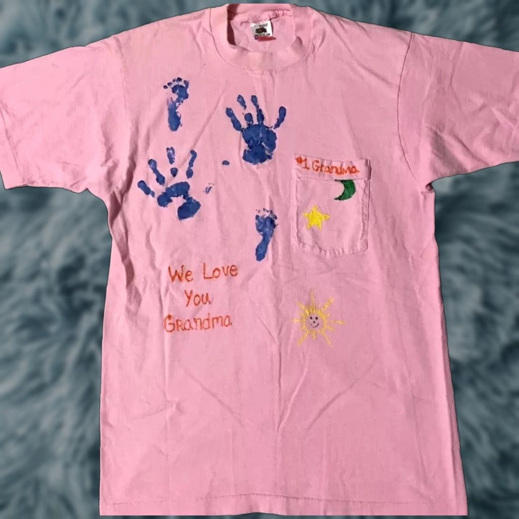Fruit Of The Loom VINTAGE FOTL Grandma Hand Print Paint Shirt L USA Pink 90s Grunge Fruit of the Loom Mens T-Shirt Women's? Size US L / EU 52-54 / 3 - 1 Thumbnail