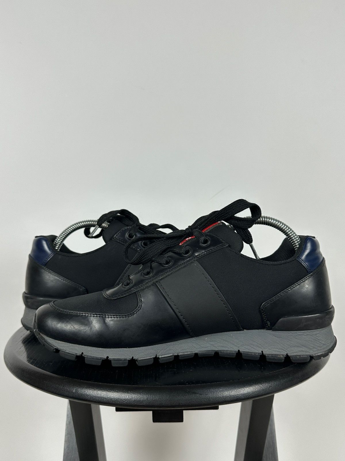 Prada Prada Matchrace Black Leather Sneakers Size US 7 / EU 40 - 8 Thumbnail
