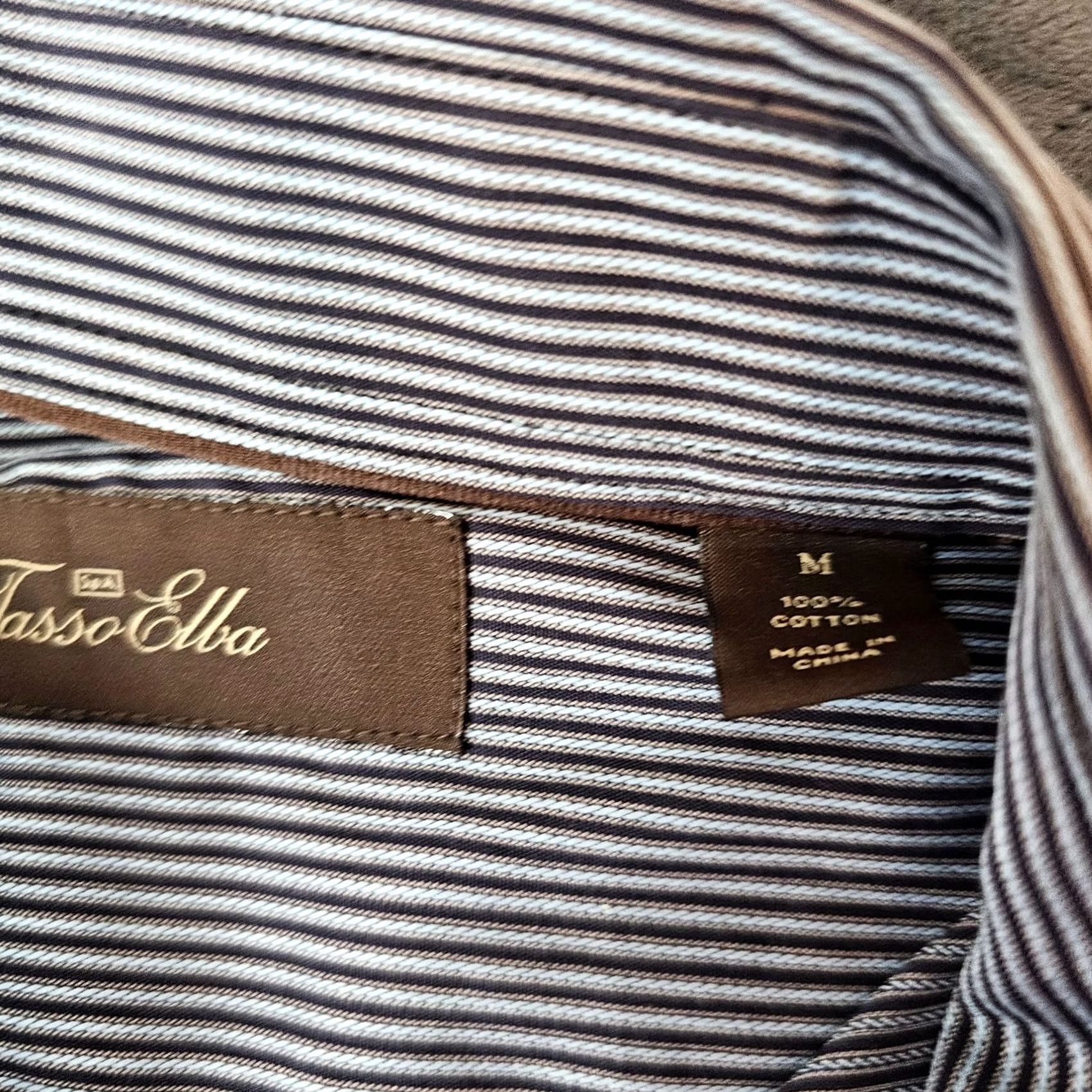 Tasso Elba Tasso Elba Shirt Blue Stripe Button-Up Long Sleeve M Pocket Mens Modern Fit Shirt Size US M / EU 48-50 / 2 - 3 Thumbnail