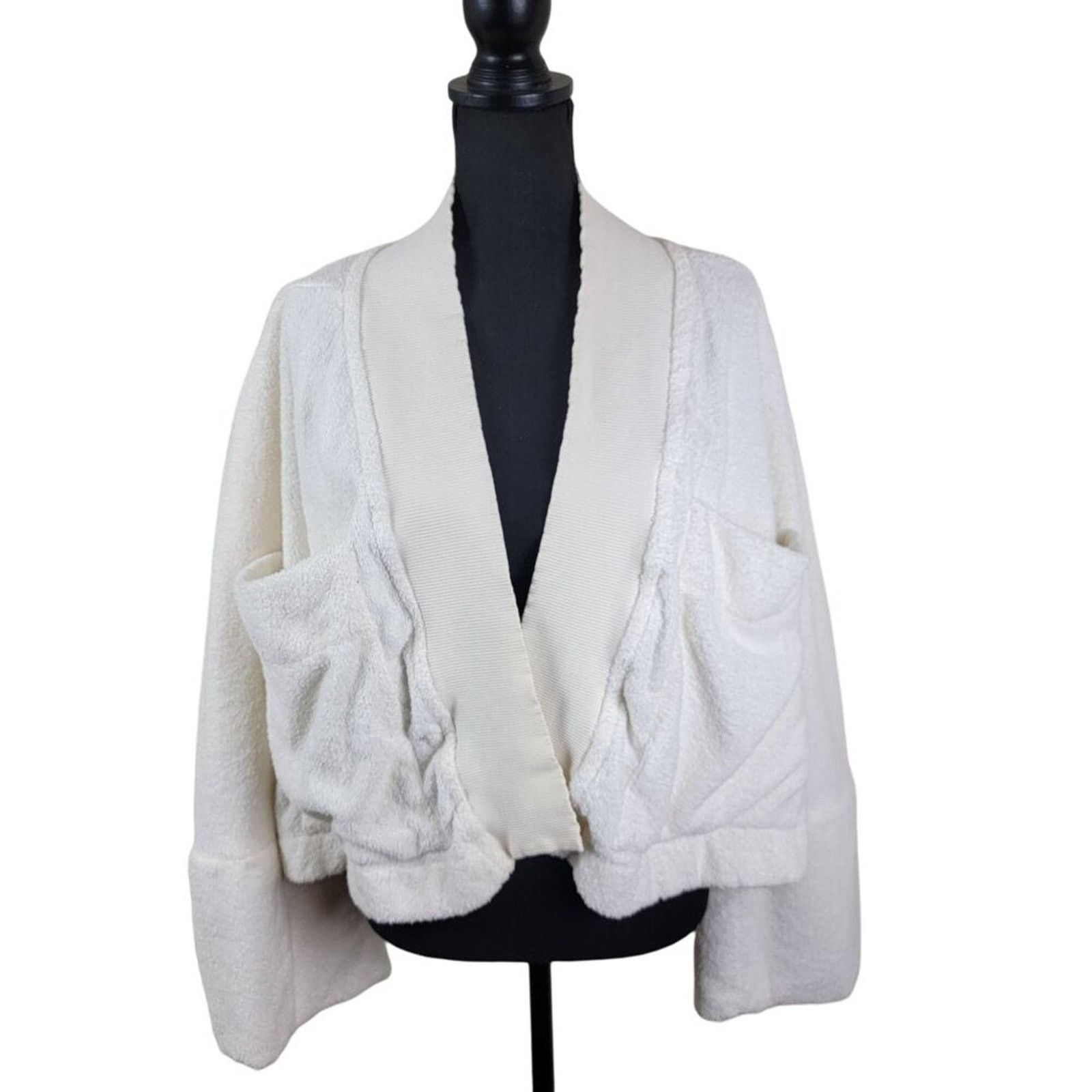 Henri Bendel Henri Bendel Womens Terry Cloth Kimono Cropped Jacket Size XL / US 12-14 / IT 48-50 - 4 Thumbnail