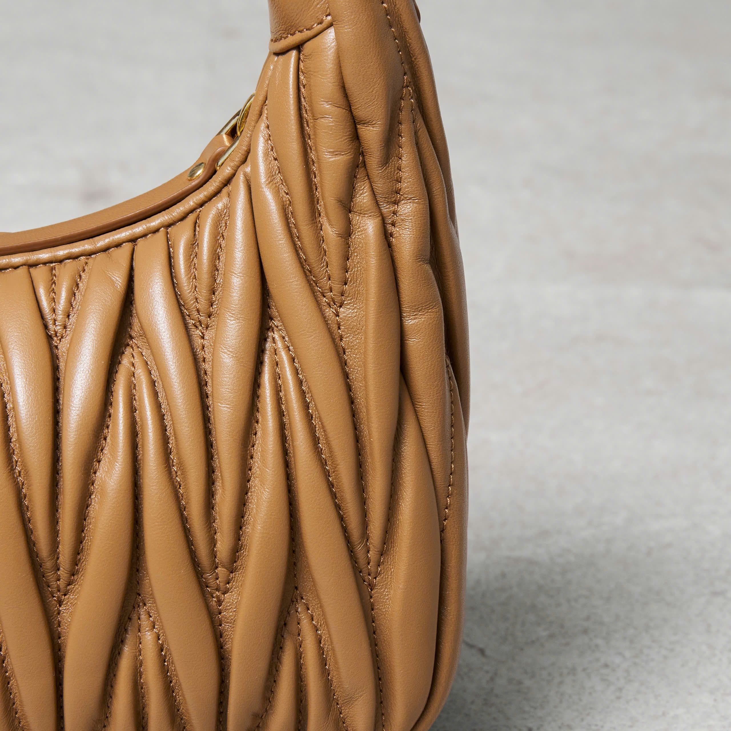 Miu Miu MIU MIU Wander Matelassé Small Hobo Bag CARAMEL Size ONE SIZE - 2 Thumbnail