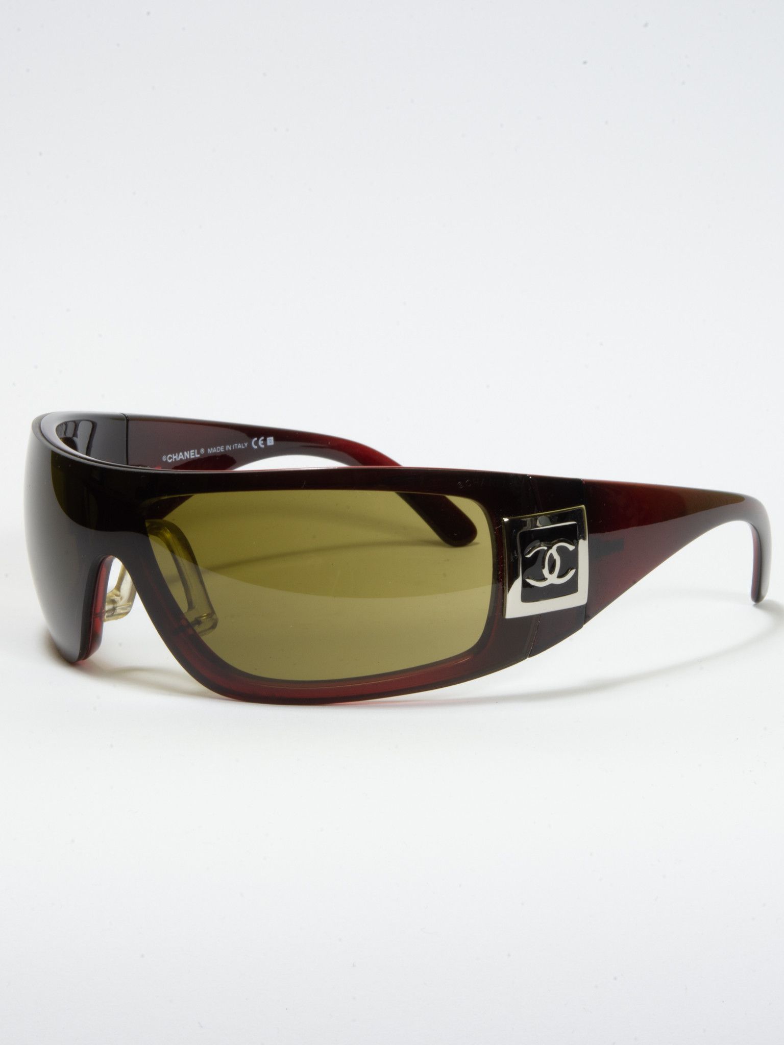 image of Y2K Chanel Facemask Sunglasses in Dark Burgundy, Women's