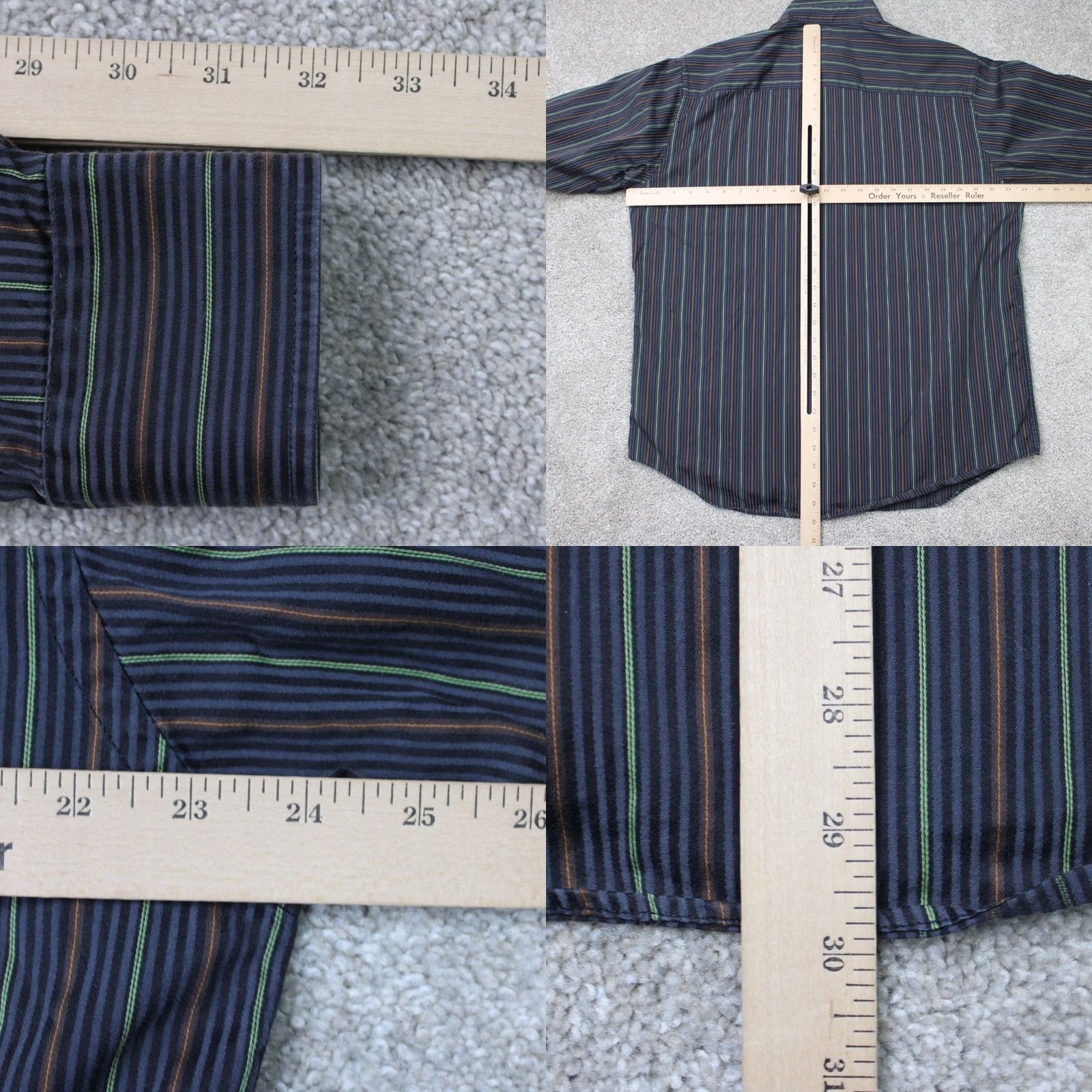 BUGATCHI Bugatchi Uomo Shirt Mens Large Black/Blue/Orange/Green 100% Cotton Long Sleeve Button-Up Casual Business Classic Striped Size US L / EU 52-54 / 3 - 8 Thumbnail