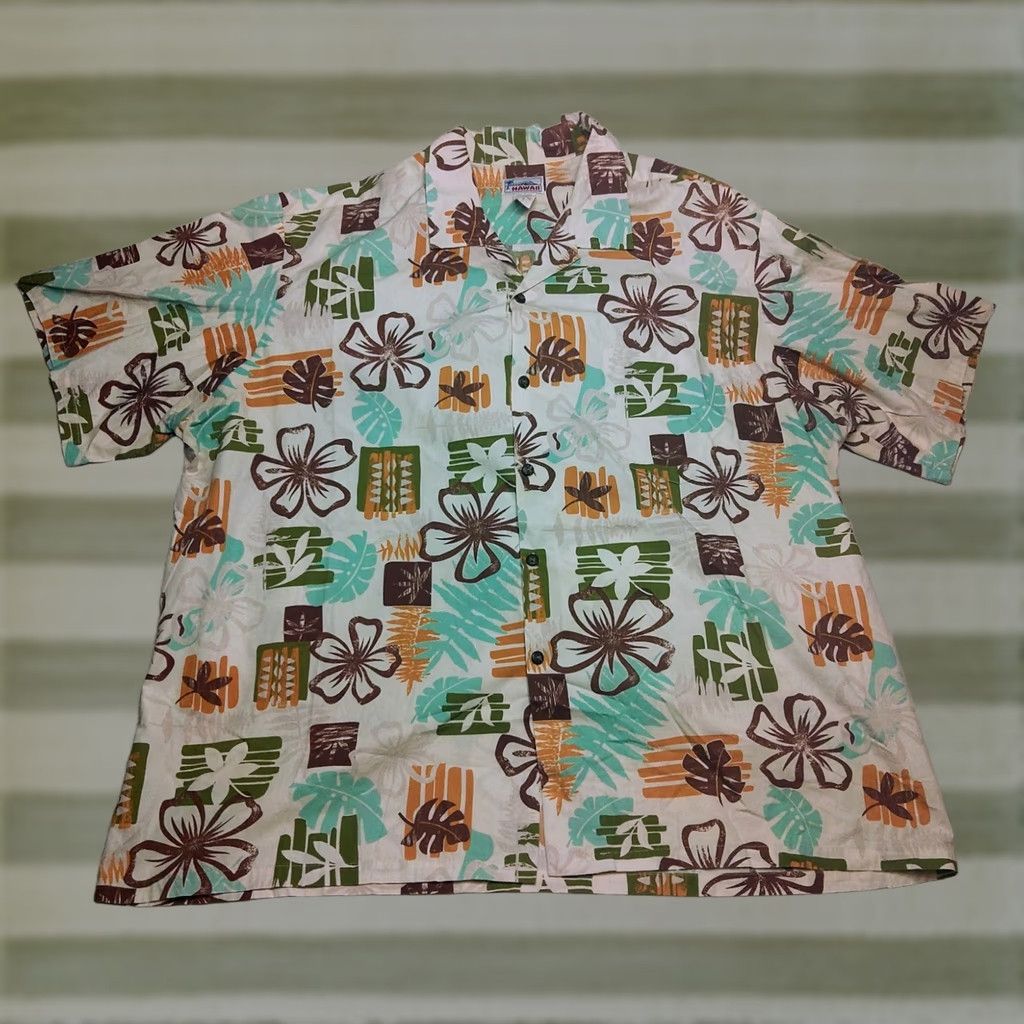J Brand Hawaii Brand Hawaiian Shirt 3XL White Geometric Floral Pattern Vintage Casual Shirt Mens Size US XXL / EU 58 / 5 - 1 Thumbnail