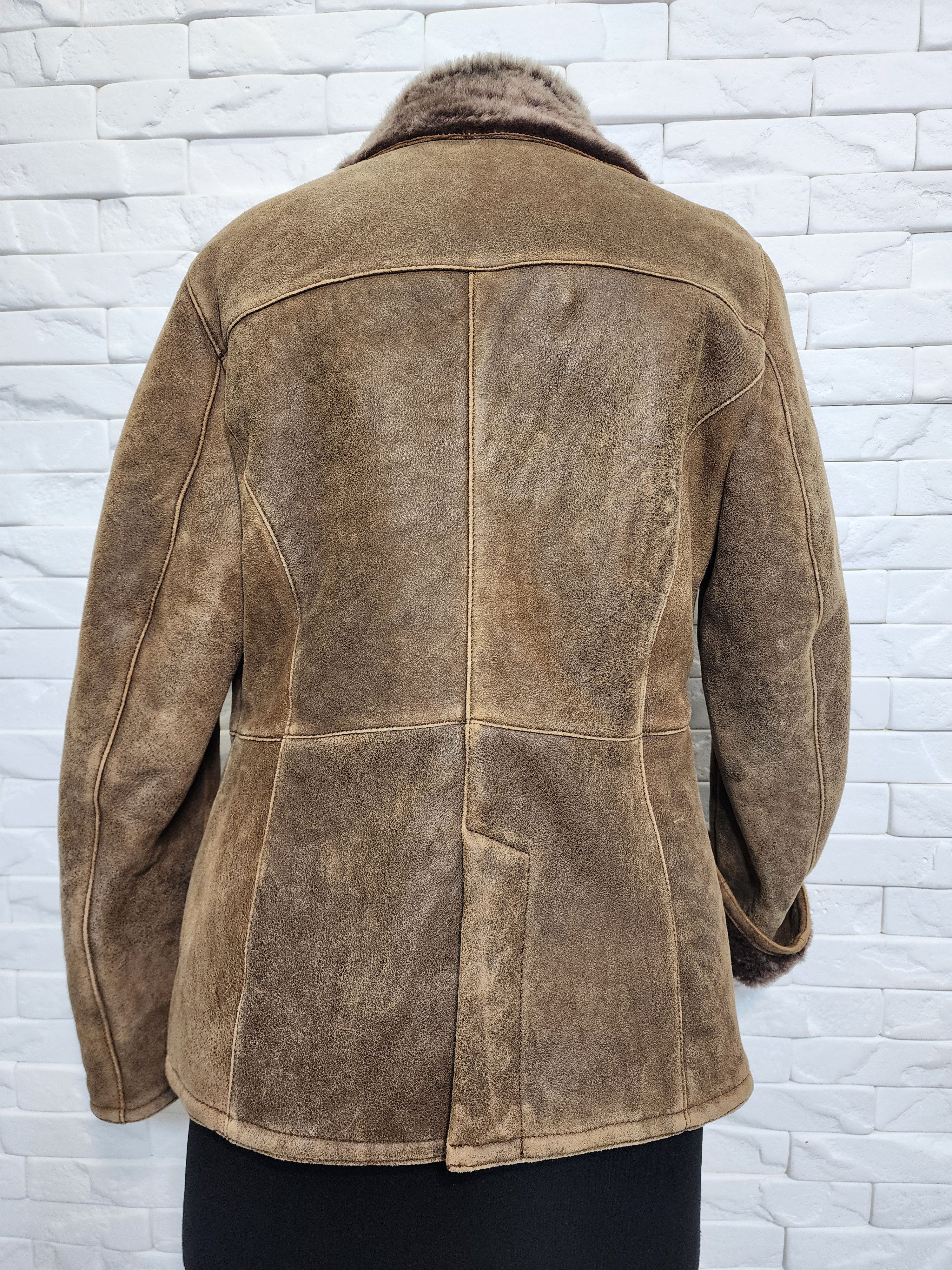 Genuine Leather Brown Sheepskin Coat: Women's Warm Genuine Fur Winter Coat Size M / US 6-8 / IT 42-44 - 4 Thumbnail
