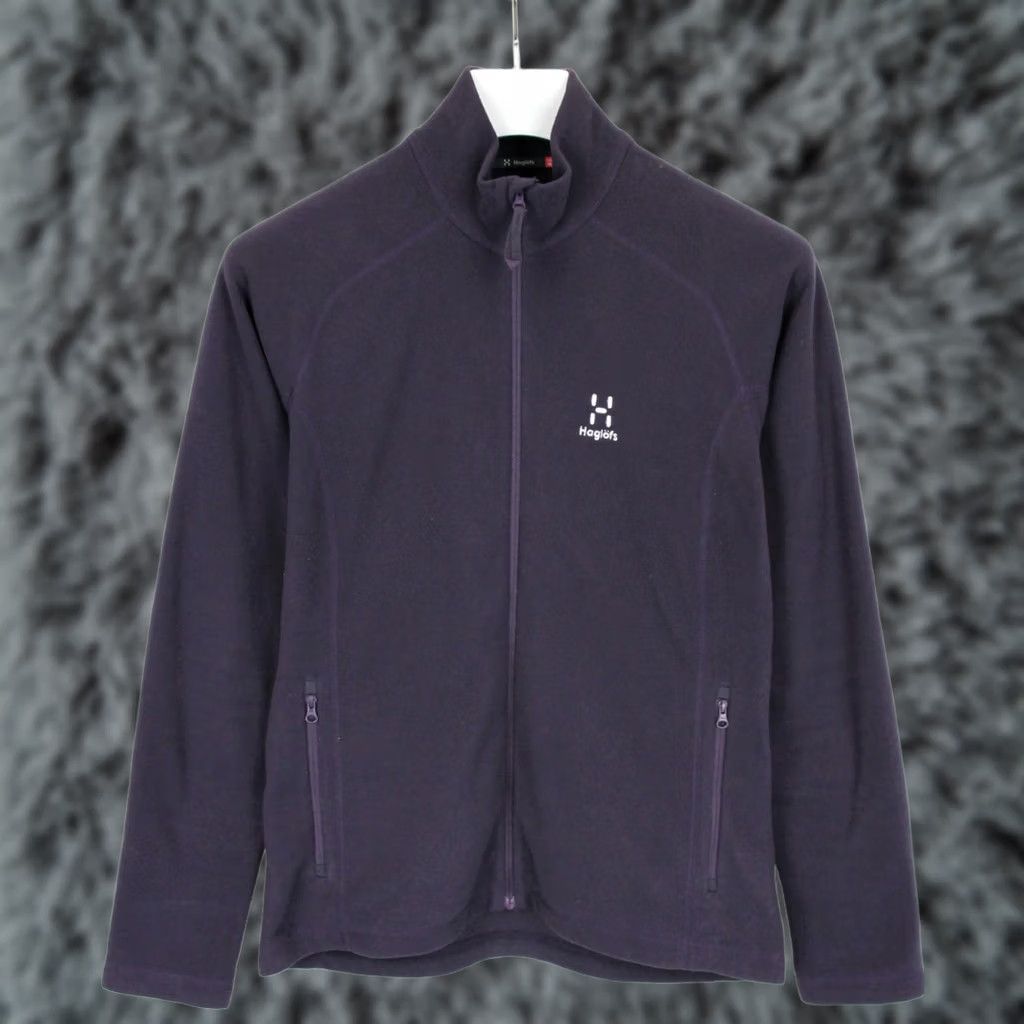 Vintage HAGLOFS Solo Jacket Sweatshirt Women's MEDIUM Full Zip High Neck Fleece Purple Size M / US 6-8 / IT 42-44 - 1 Thumbnail