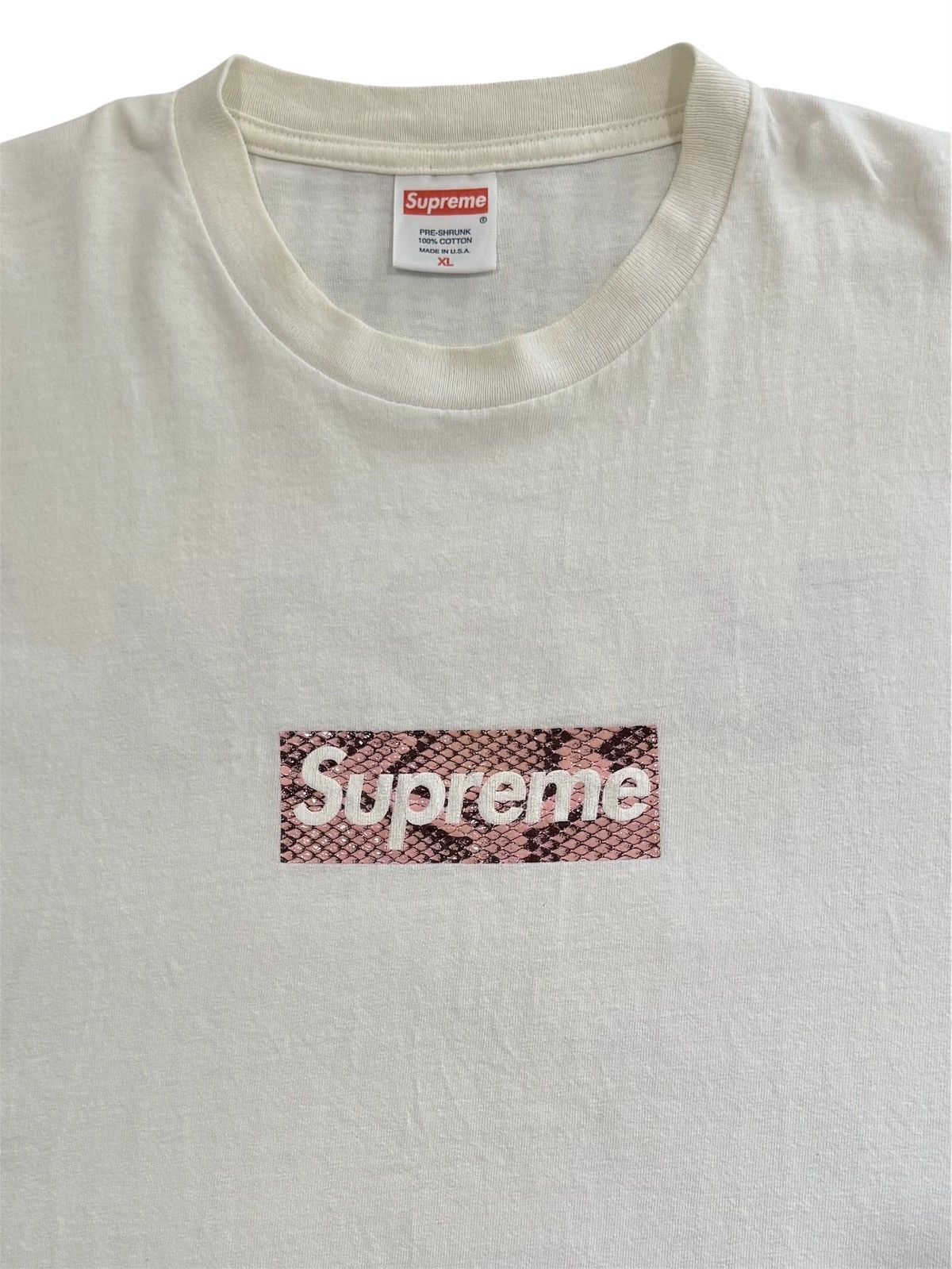Supreme SUPREME PINK HARAJUKU SNAKESKIN BOX LOGO TEE PINK ON WHITE