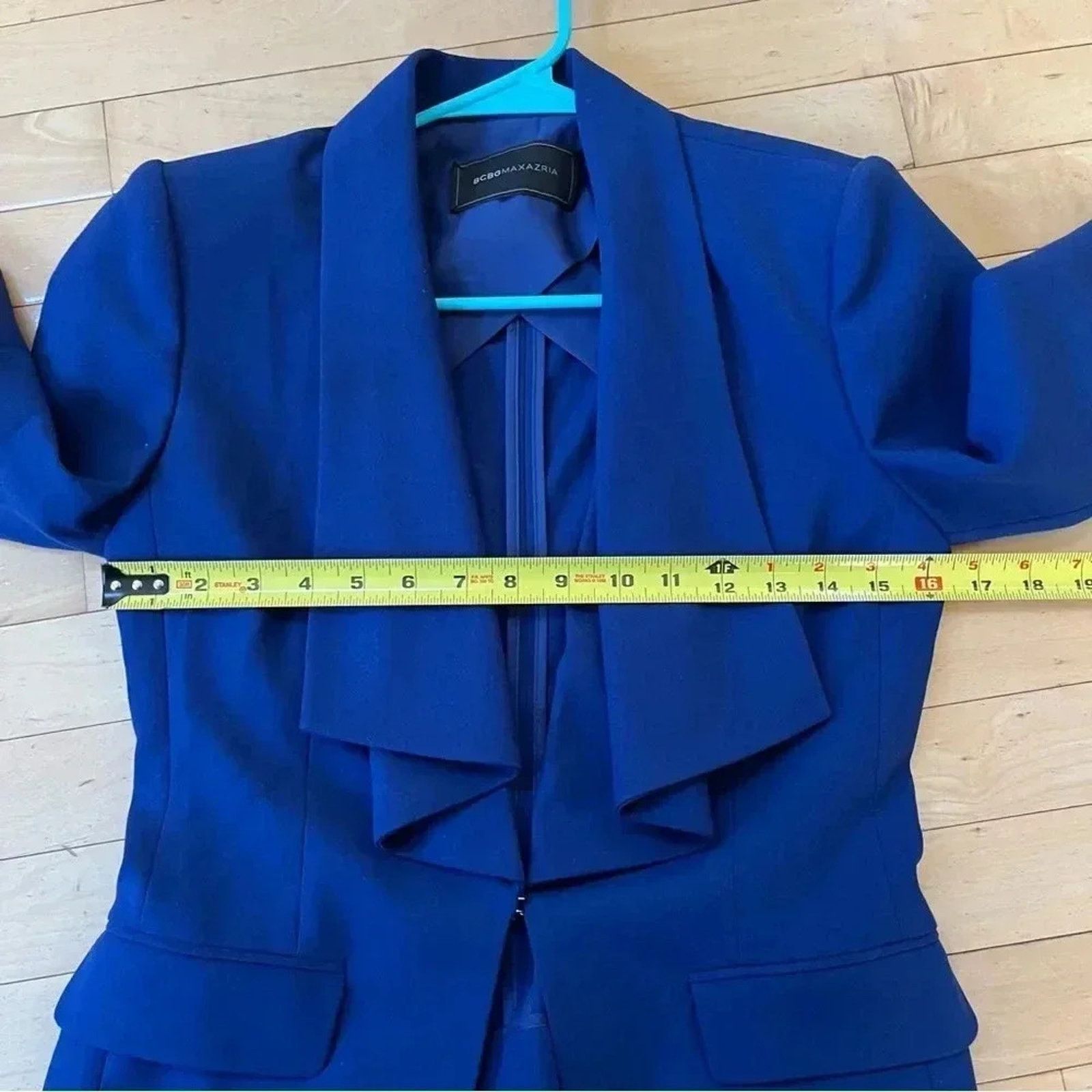 Bcbgmaxazria BCBG MAXAZRIA Blue Depth Drape Lapel Blazer Jacket Size XS Size XS / US 0-2 / IT 36-38 - 6 Thumbnail