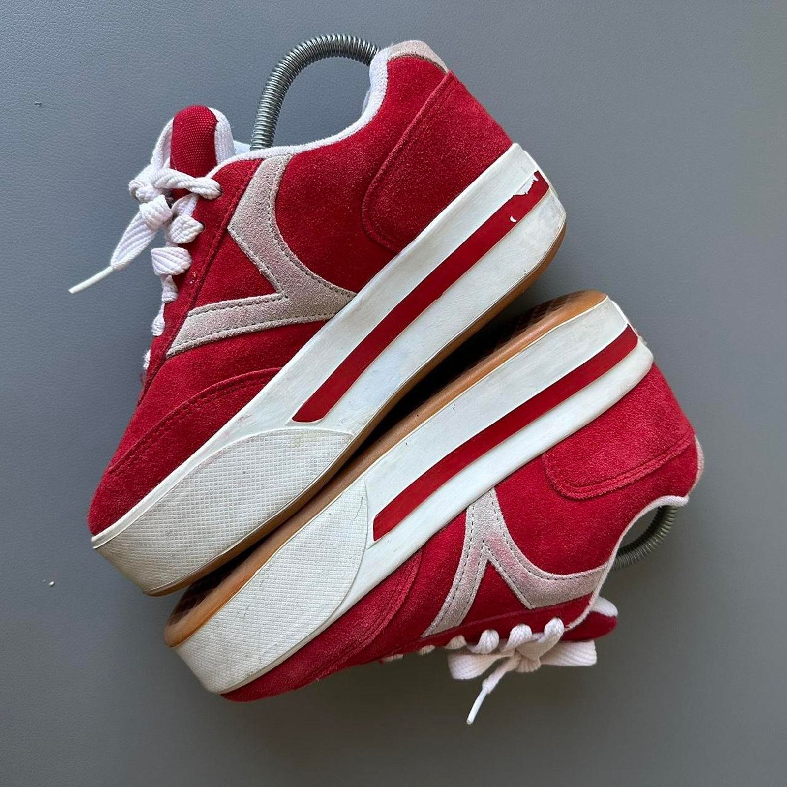 Vans Super Rare Vintage 90s Red Platform Chunky Skate Shoe Size US 6.5 / EU 39-40 - 2 Thumbnail