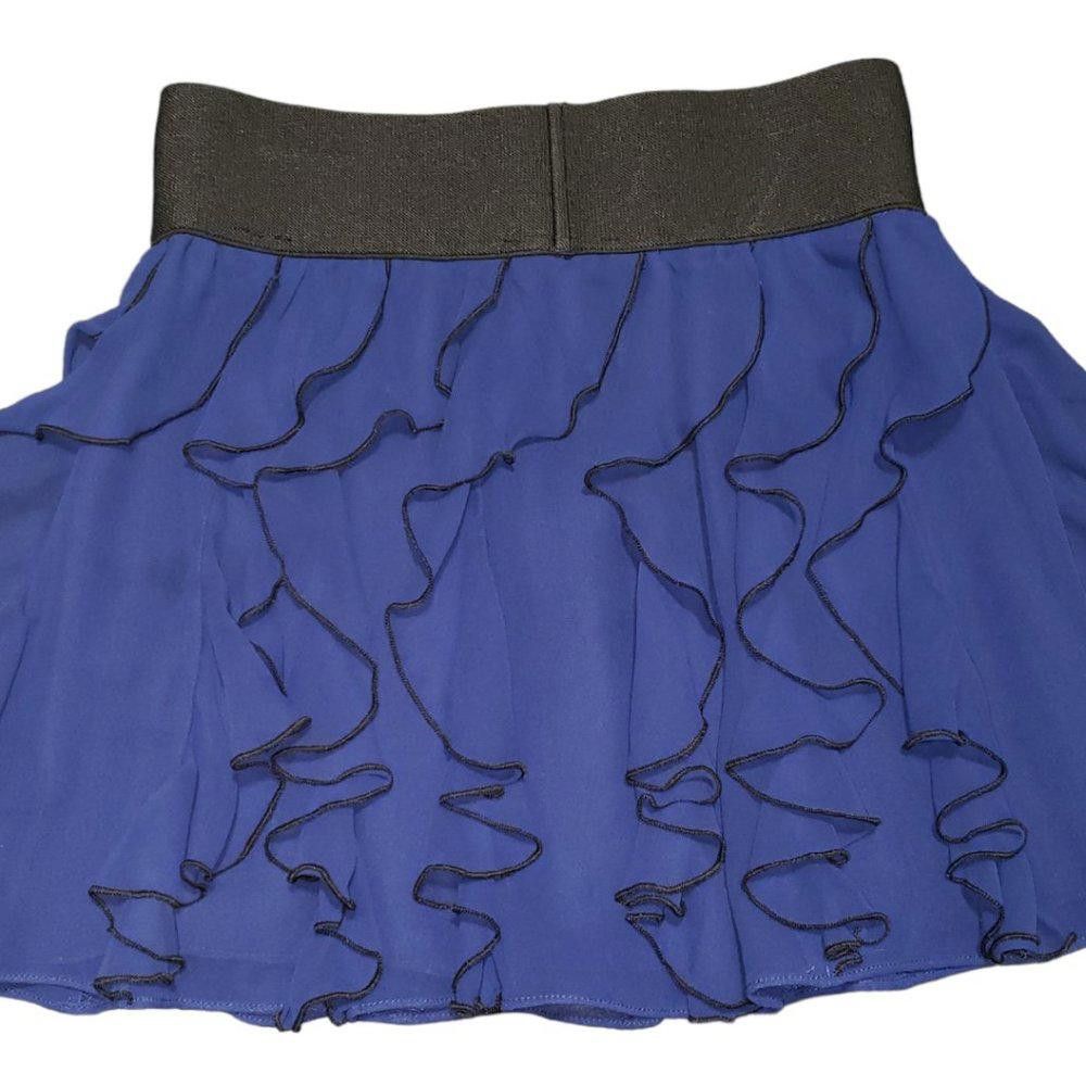 Express CT373a Ladies Express Blue Ruffled Flair Mini Skirt S Size 28" / US 6 / IT 42 - 3 Thumbnail
