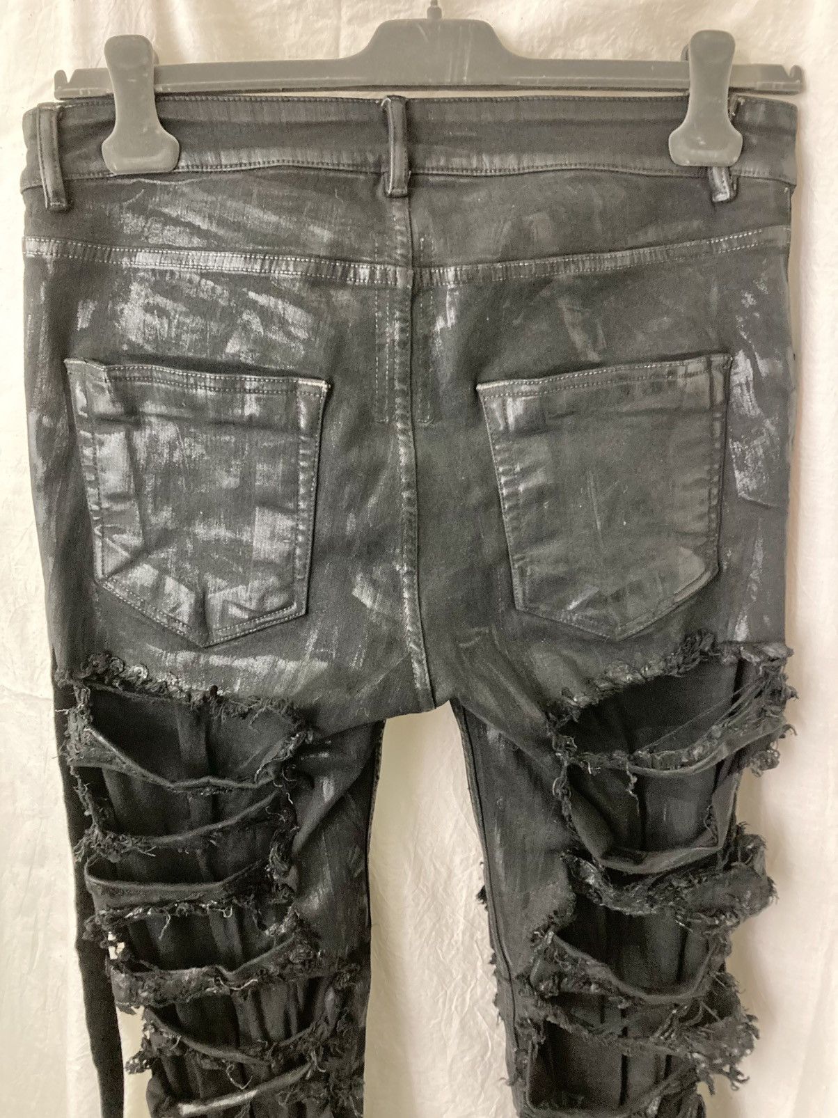 Rick Owens Black Foil Slash Stretch Denim