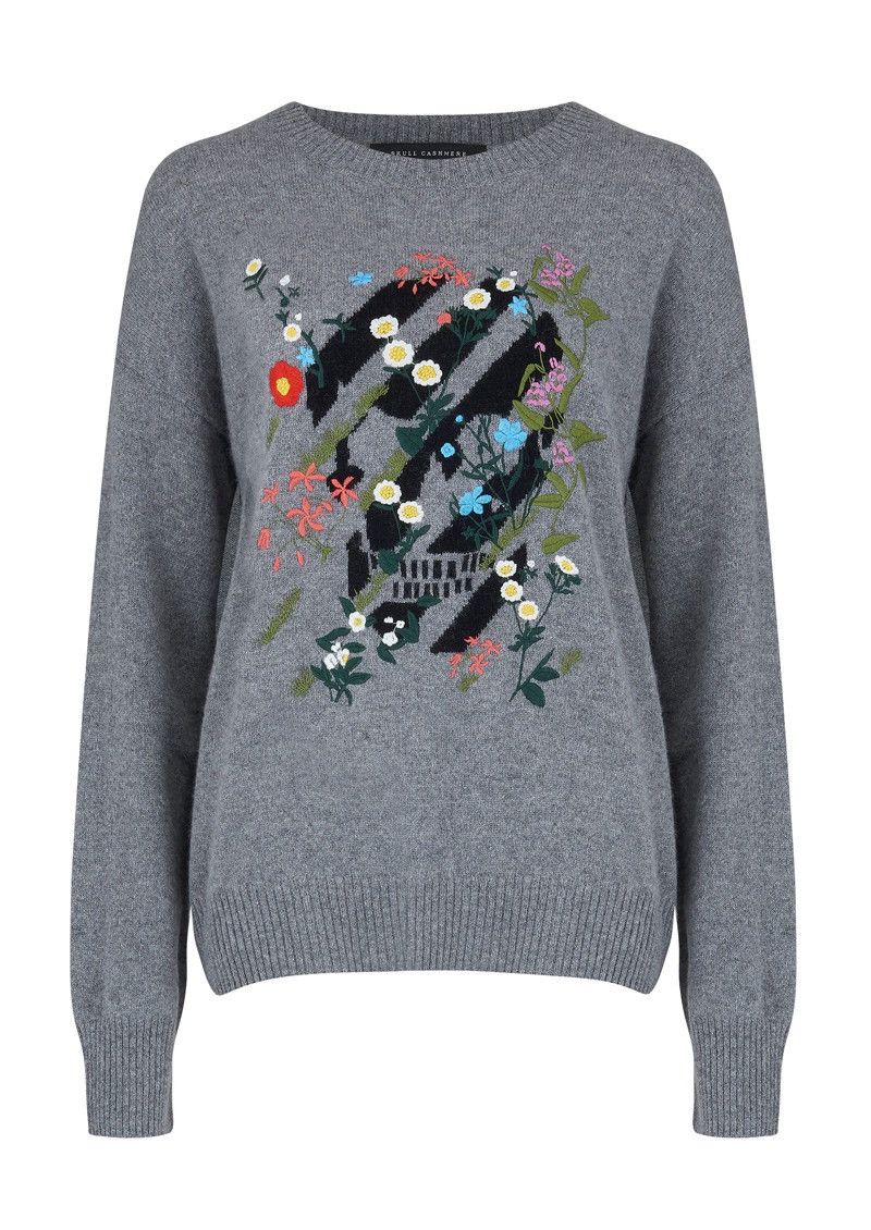 image of Skulls Skull Cashmere Aji Skull Cashmere Sweater Grey Size Small, Women's