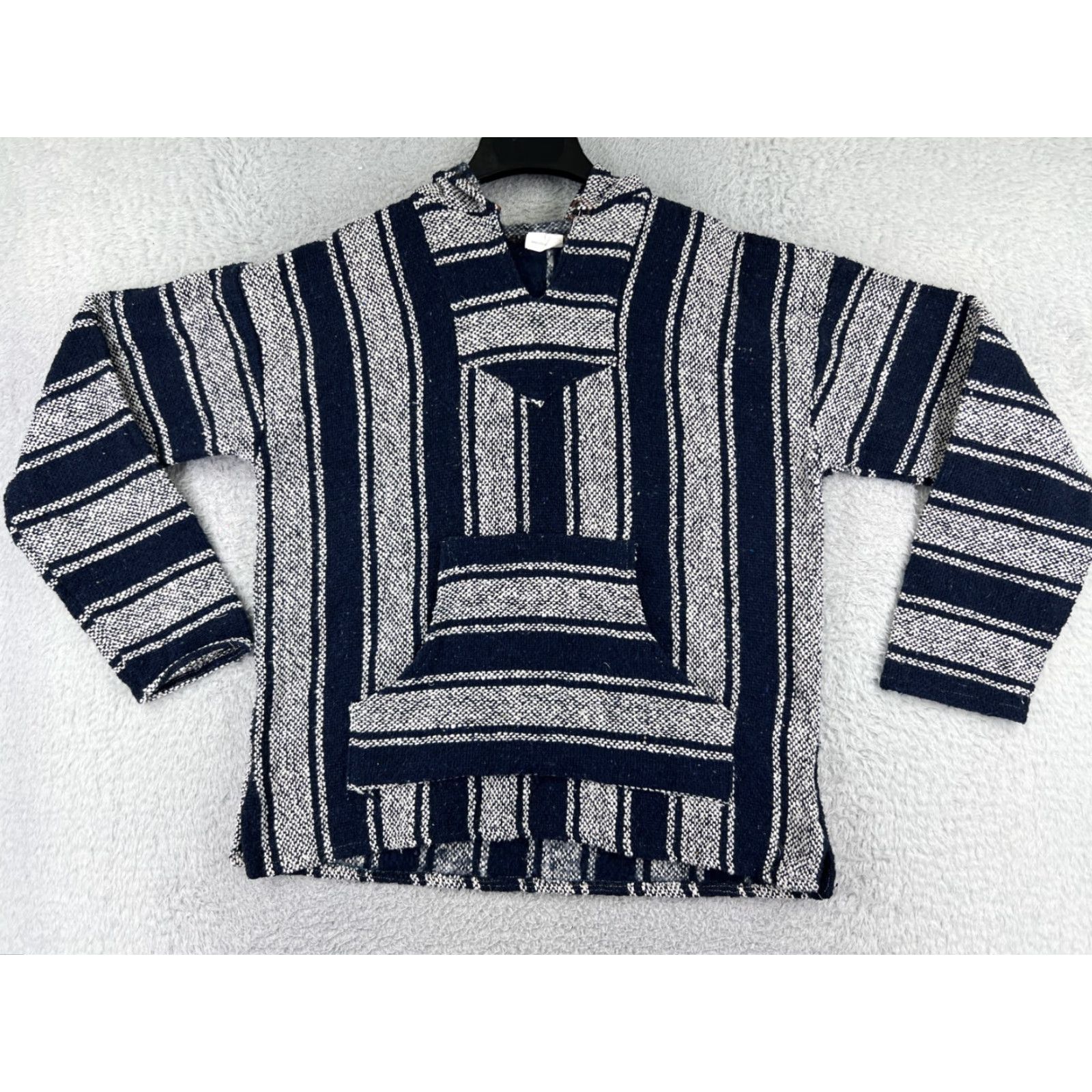 Vintage Echo Naturals Baja Hoodie Mens L Blue Acrylic Striped Jersey Pullover Hooded Sweatshirt Size US L / EU 52-54 / 3 - 2 Thumbnail