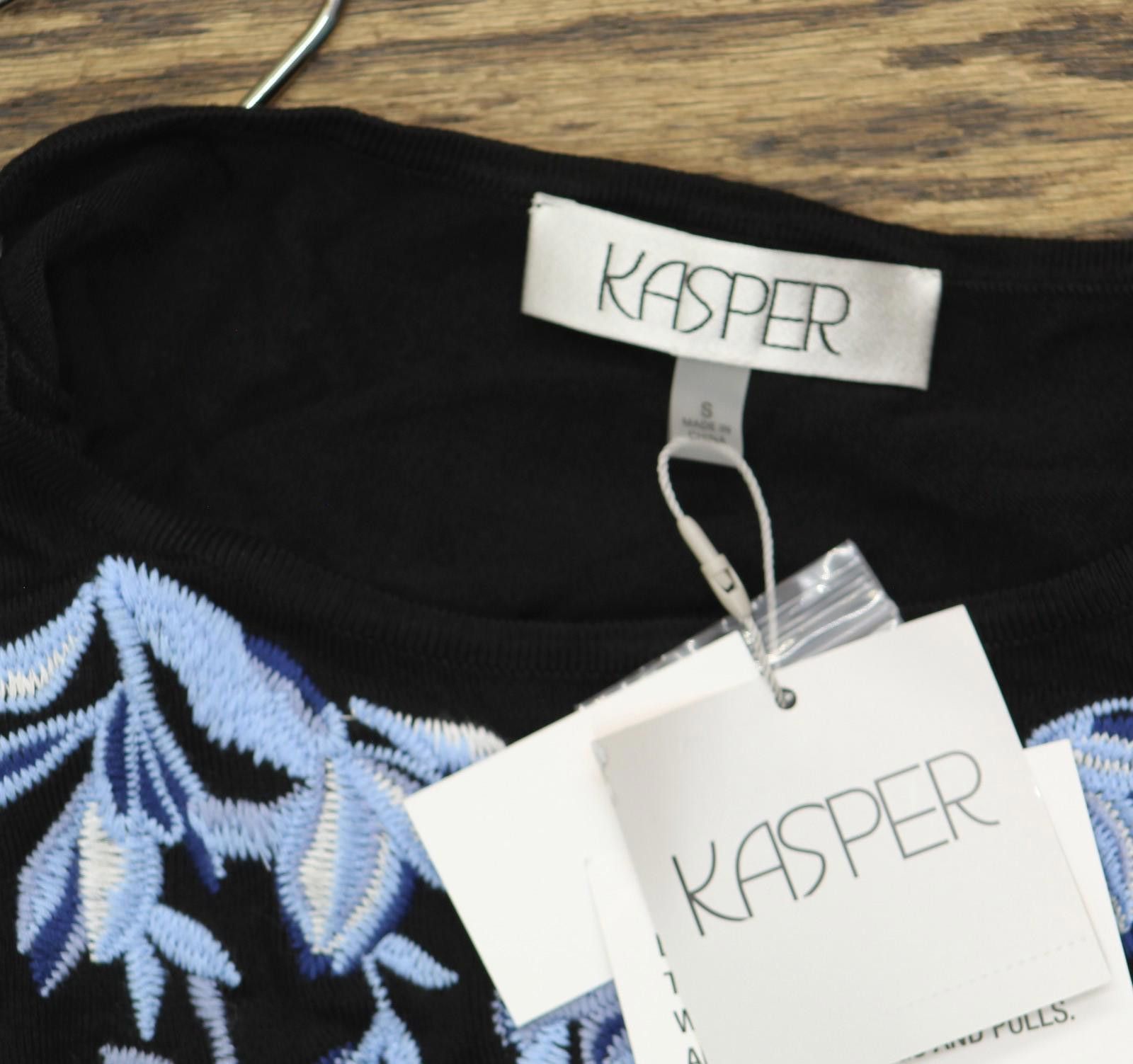 Other Kasper Sleeveless Embroidered Blouse Shirt 10924833 Black S Size S / US 4 / IT 40 - 4 Thumbnail