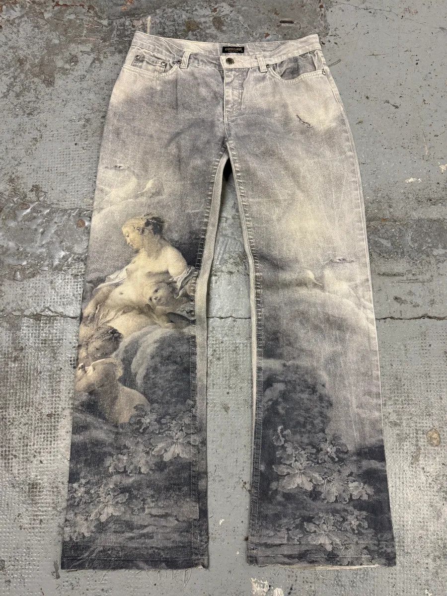 Roberto Cavalli 1990s Roberto Cavalli Angels Renaissance Grey Pants Size 28" / US 6 / IT 42 - 1 Thumbnail