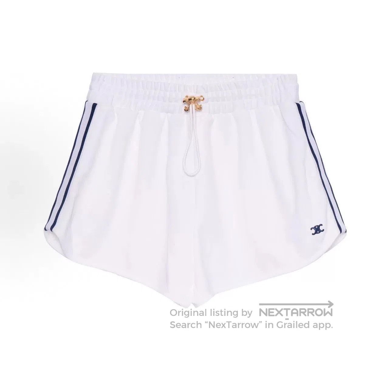 Celine Celine Gold Buckle Stripe Logo Shorts. Size 30" / US 8 / IT 44 - 1 Thumbnail
