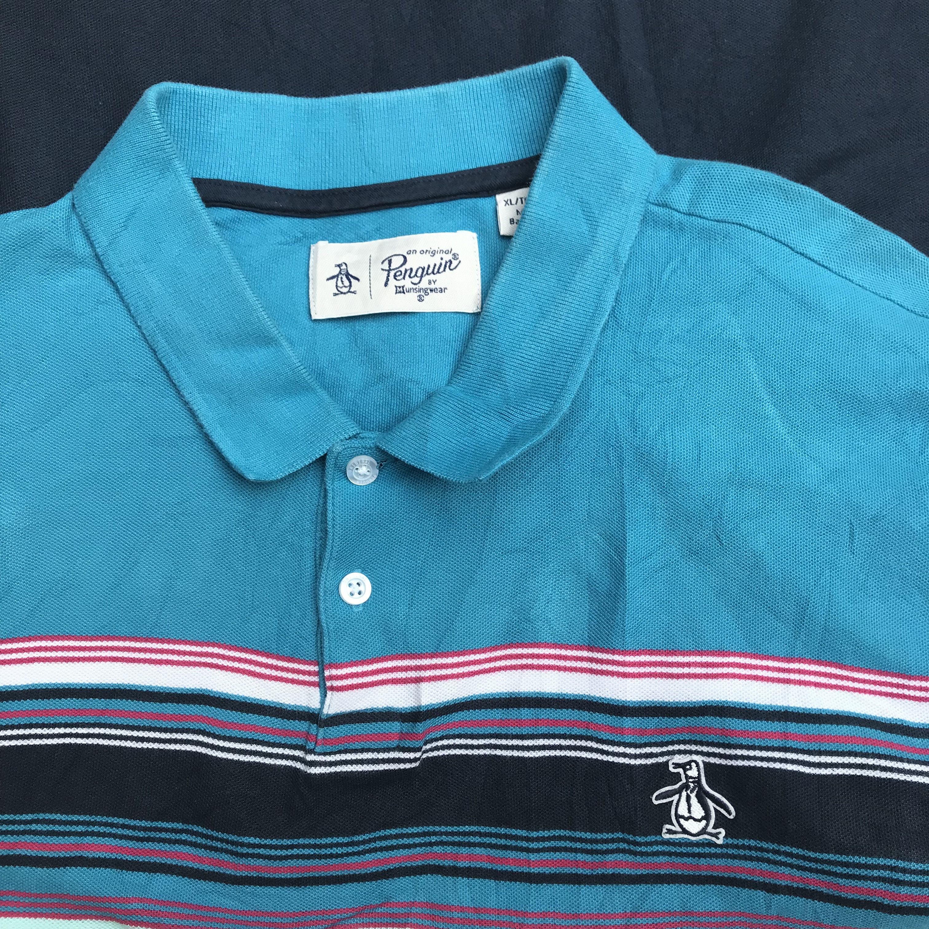 Grand Slam × Original Penguin × Vintage Blue Grandslam Munsingwear Penguin Half Stripes Polo Shirt Size US XL / EU 56 / 4 - 8 Thumbnail