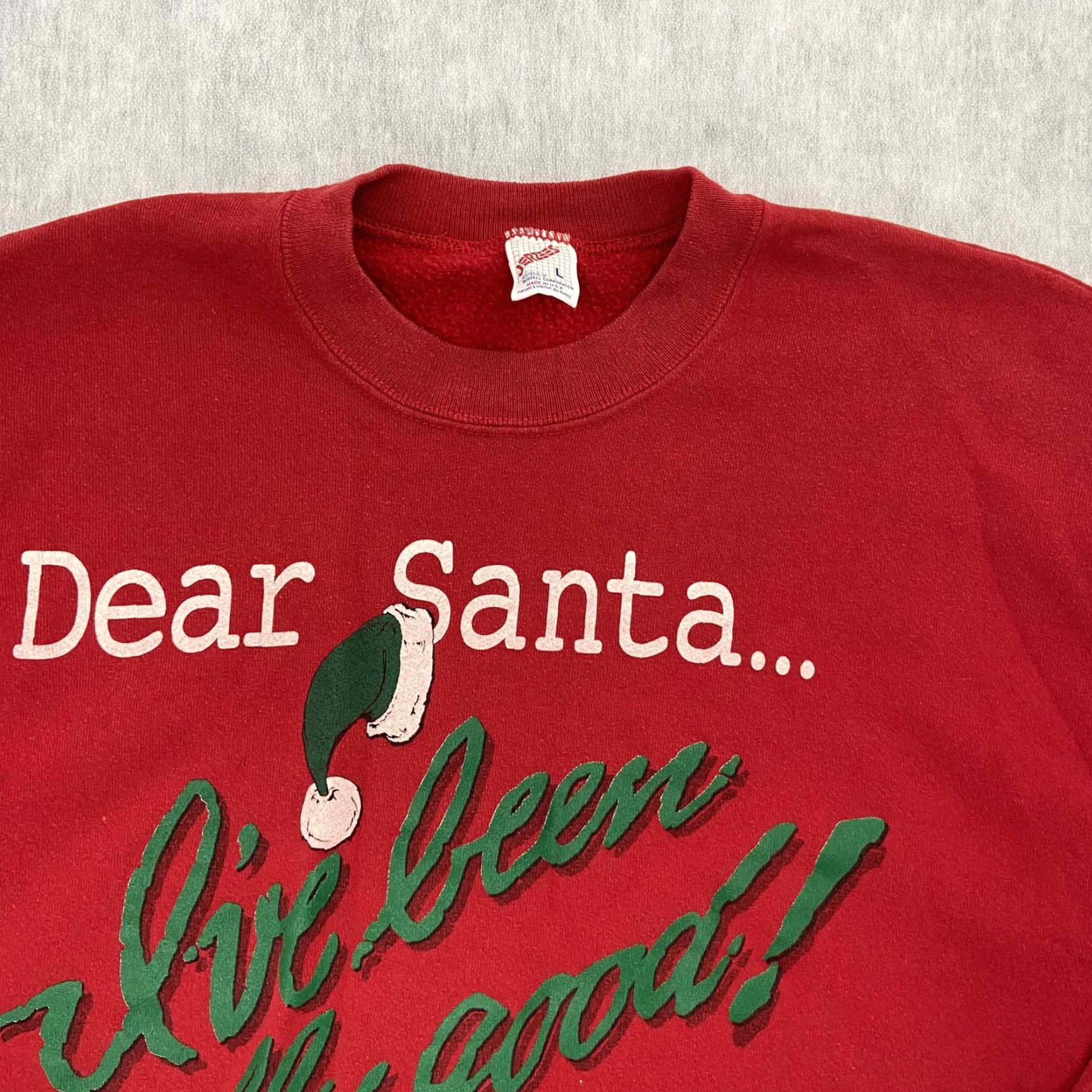 Jerzees VINTAGE Christmas Holiday Sweater Adult Dear Santa Pullover Red Mens Large L 90s Brand JERZEES Size Size L / US 10 / IT 46 - 3 Thumbnail