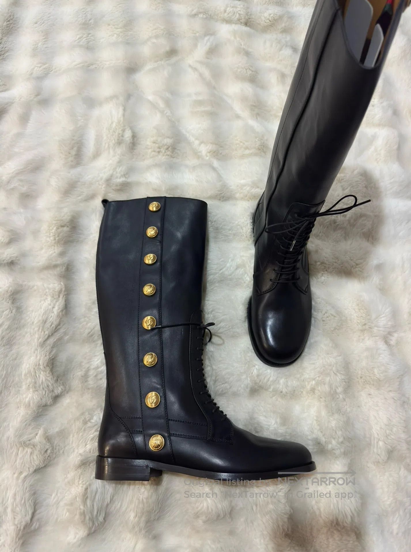 Gucci Guicci Black and Gold Men's Long Boots Cavalier Boots| Size US 10 / EU 43 - 1 Thumbnail