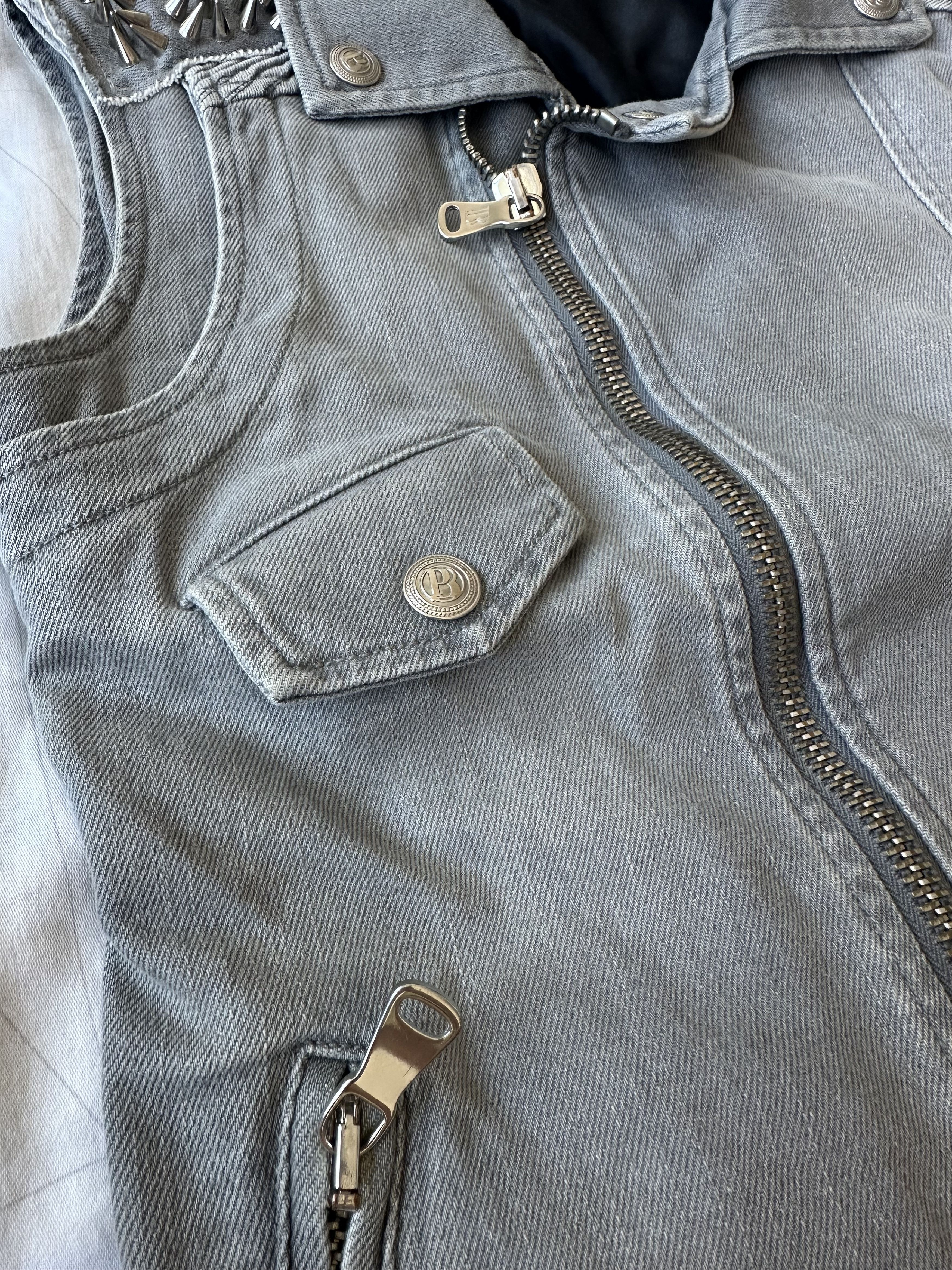 Pierre Balmain Pierre Balmain Spikes Studded Zip Denim Vest Jacket Archive Size XS / US 0-2 / IT 36-38 - 7 Thumbnail