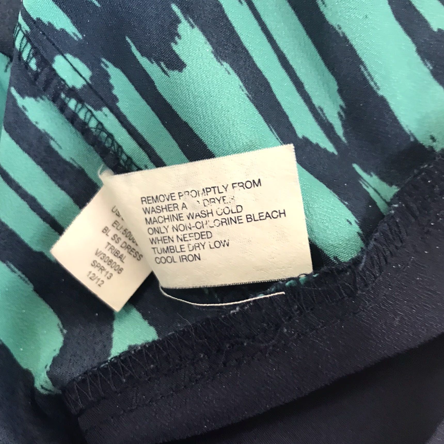 Gap GAP Teal Navy Geometric Lace-Up Neckline Shift Dress Womens XS Knee Length Lightweight Pockets Size XS / US 0-2 / IT 36-38 - 5 Thumbnail