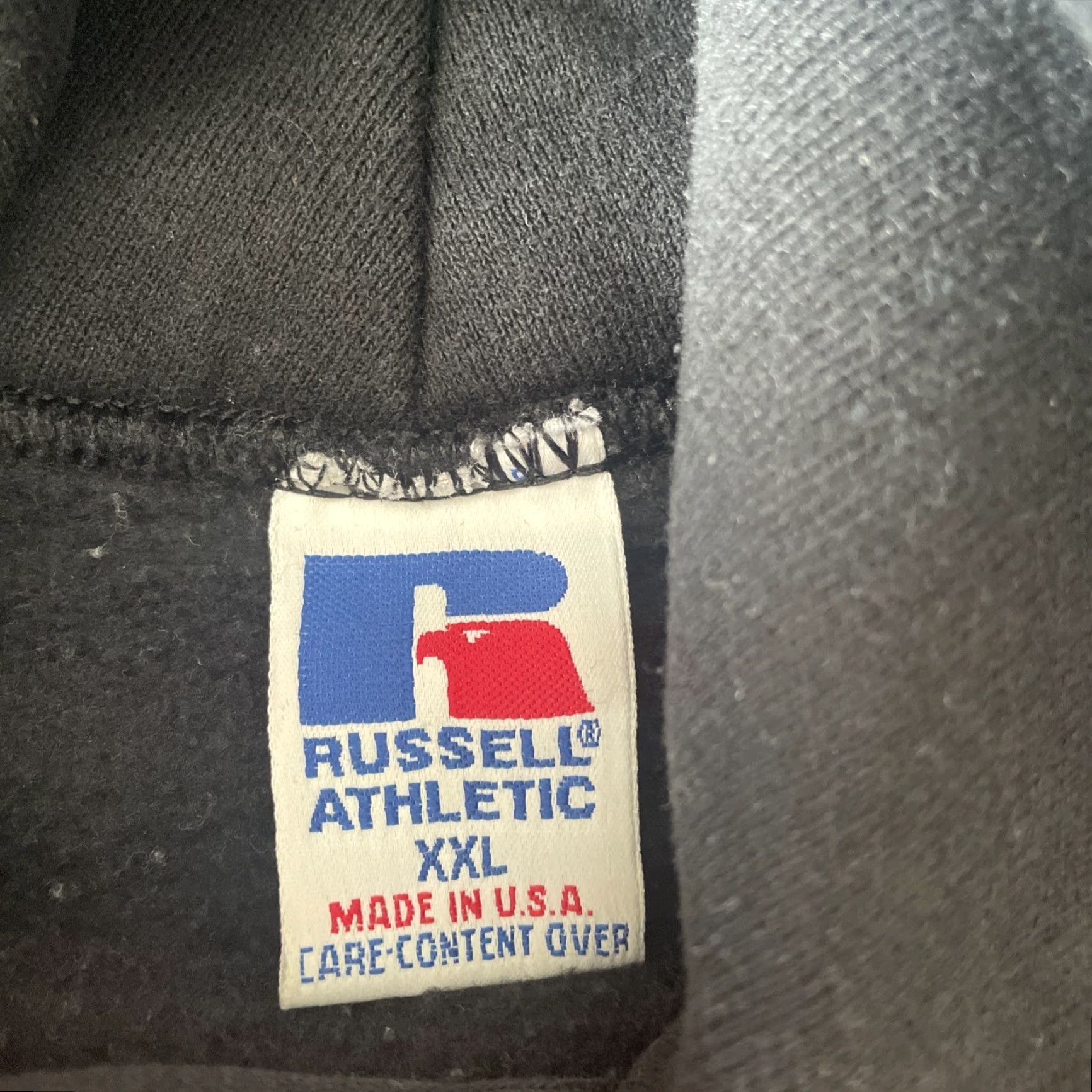 Russell Athletic VINTAGE Russell Athletic Hoodie Woodbridge Barons Fleece Pullover 2XL Black Graphic Print Embroidered Logo 80s 90s College Hip Hop USA Mens Pullover Size US XXL / EU 58 / 5 - 4 Thumbnail