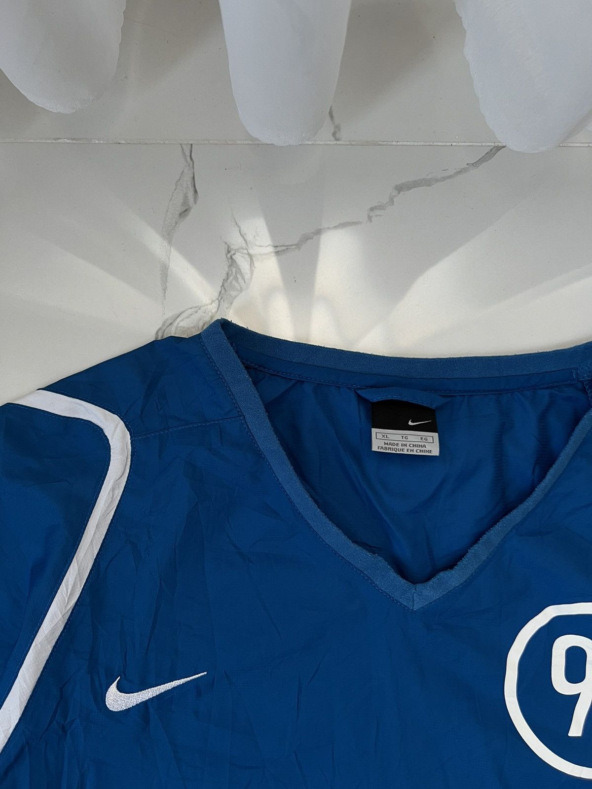 Nike × Vintage 90's NIKE TOTALNINETY RETRO RARE NYLON V-NECK SWEATSHIRT Size US XL / EU 56 / 4 - 4 Thumbnail