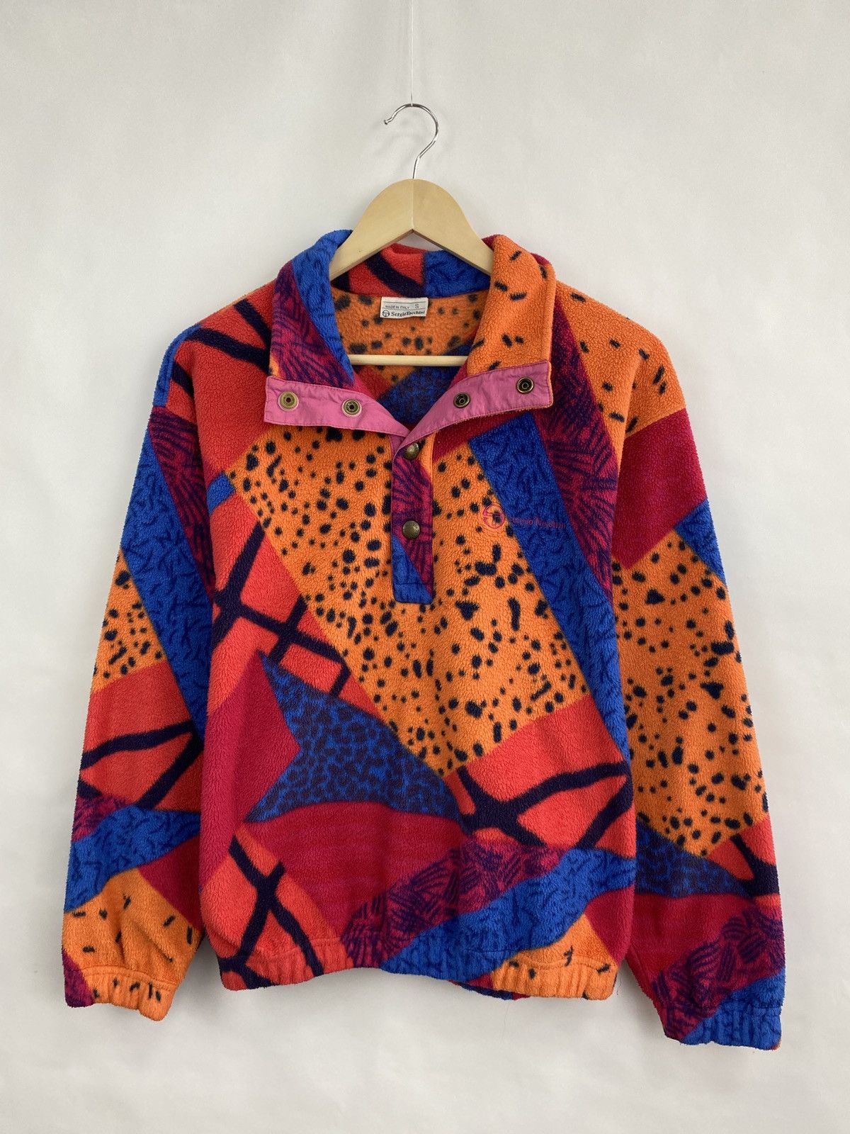 Sergio Tacchini 🇮🇹 Vintage 80s Sergio Tacchini Fleece Abstract Asymmetrical Size US M / EU 48-50 / 2 - 3 Thumbnail