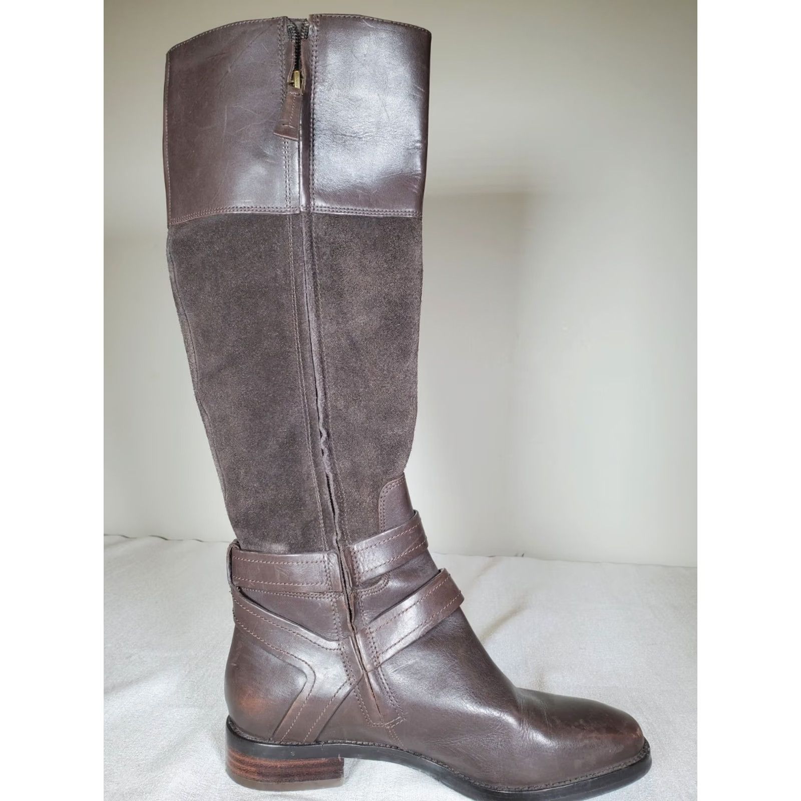 Vintage Joan & David Brown Suede / Leather Riding Boots Tall Ankle Strap Women's US 7 M Size US 7 / IT 37 - 4 Thumbnail