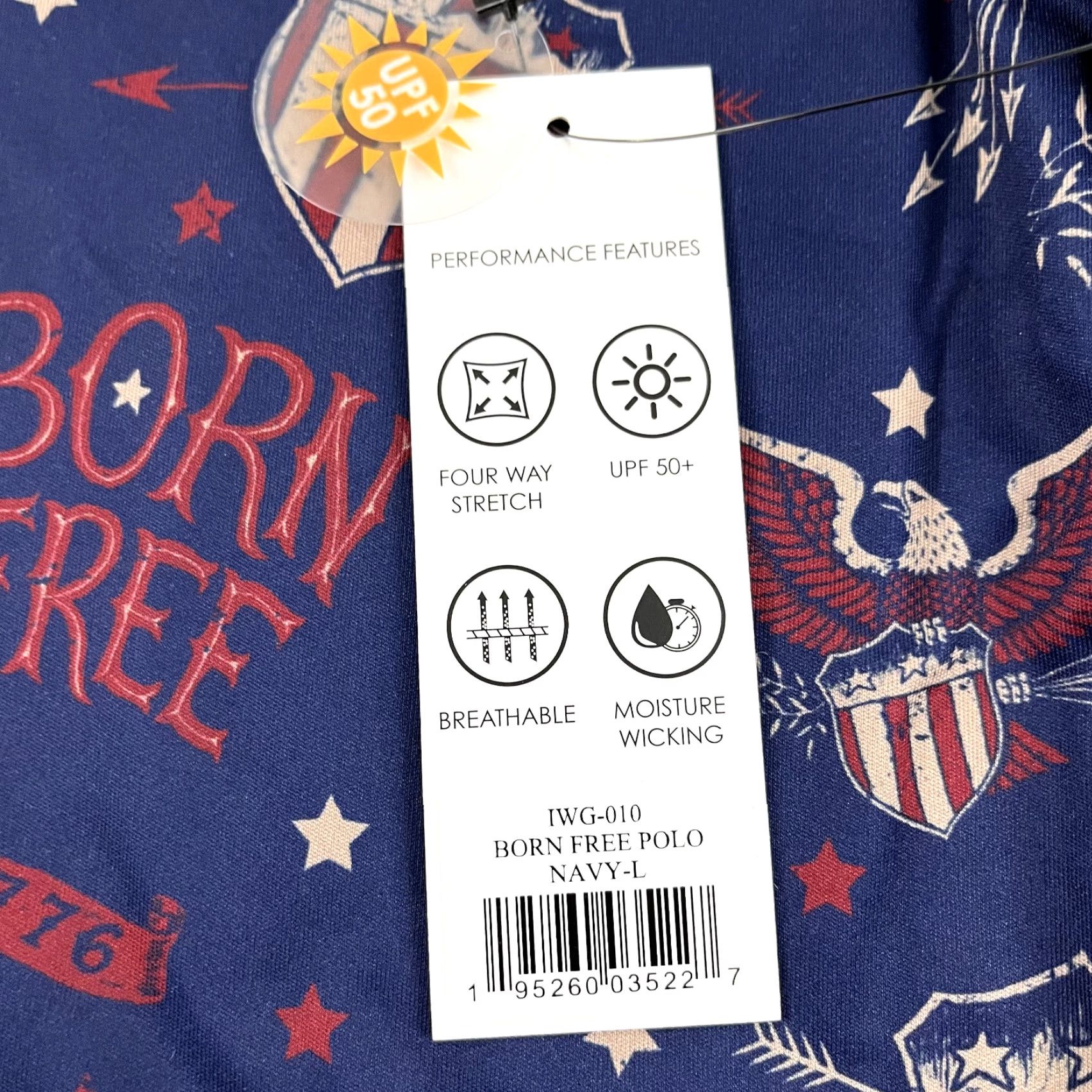 Vintage IronWood Polo Shirt Mens Large Blue USA Patriotic Freedom Flag Golf Performance NEW Size US L / EU 52-54 / 3 - 5 Thumbnail