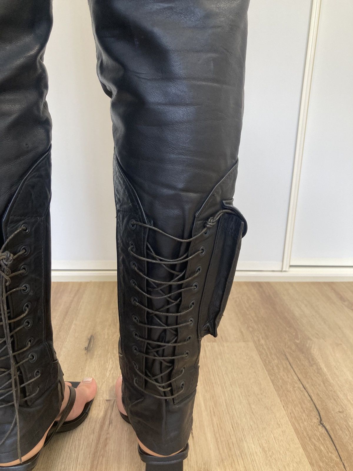 Other Vintage Custom Made Leather Pants Size 29" - 6 Thumbnail