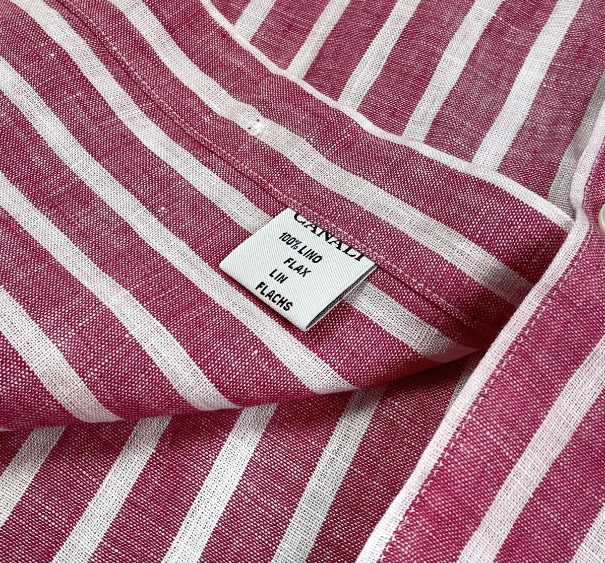 Canali Men's CANALI Linen Pink Striped Short Sleve Shirt Size 2XL Size US XXL / EU 58 / 5 - 13 Thumbnail