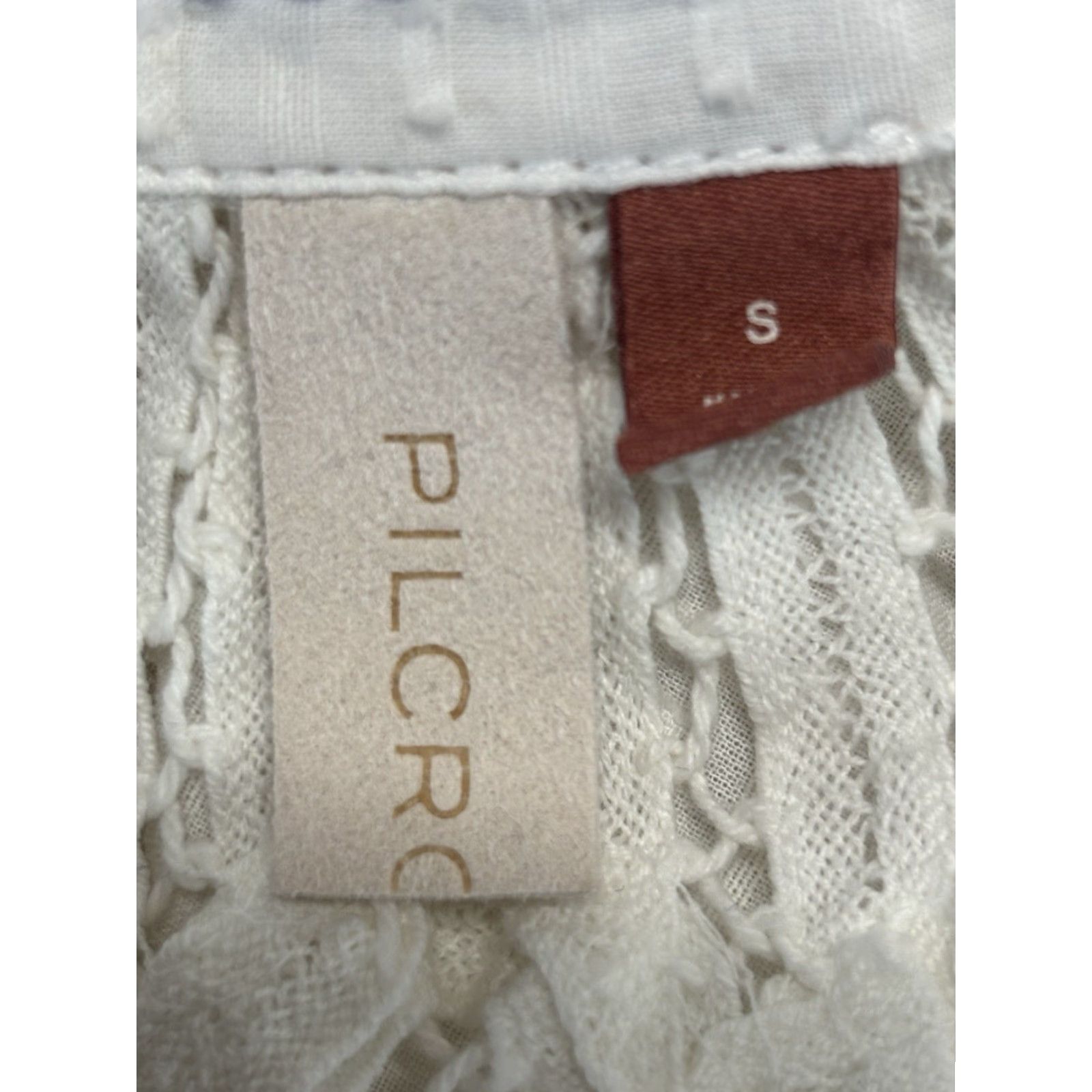 Vintage Pilcro Boho Button-Up Blouse Women's Small White Floral Lace Back Classic Fitted Sleeve Size S / US 4 / IT 40 - 7 Thumbnail