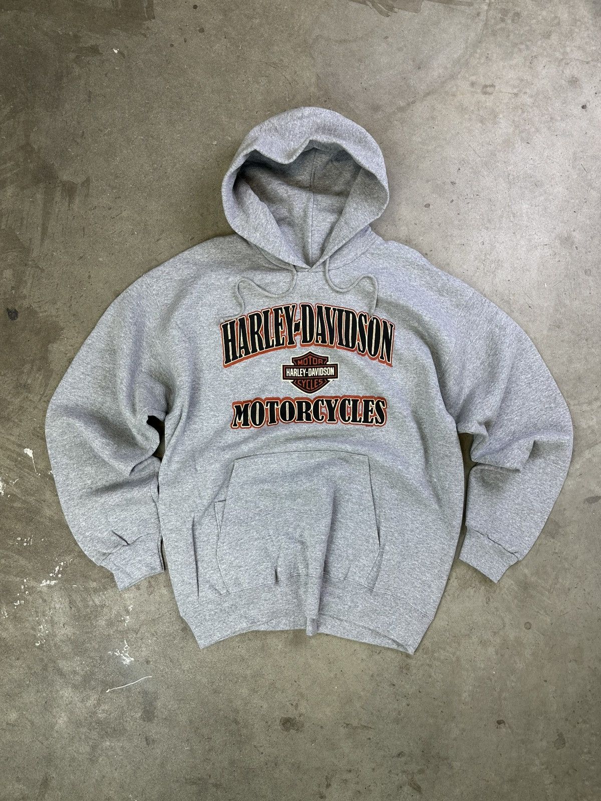 Harley Davidson × Vintage Vintage Harley Davidson Spellout Hoodie L/XL Heather Grey Size US L / EU 52-54 / 3 - 1 Thumbnail