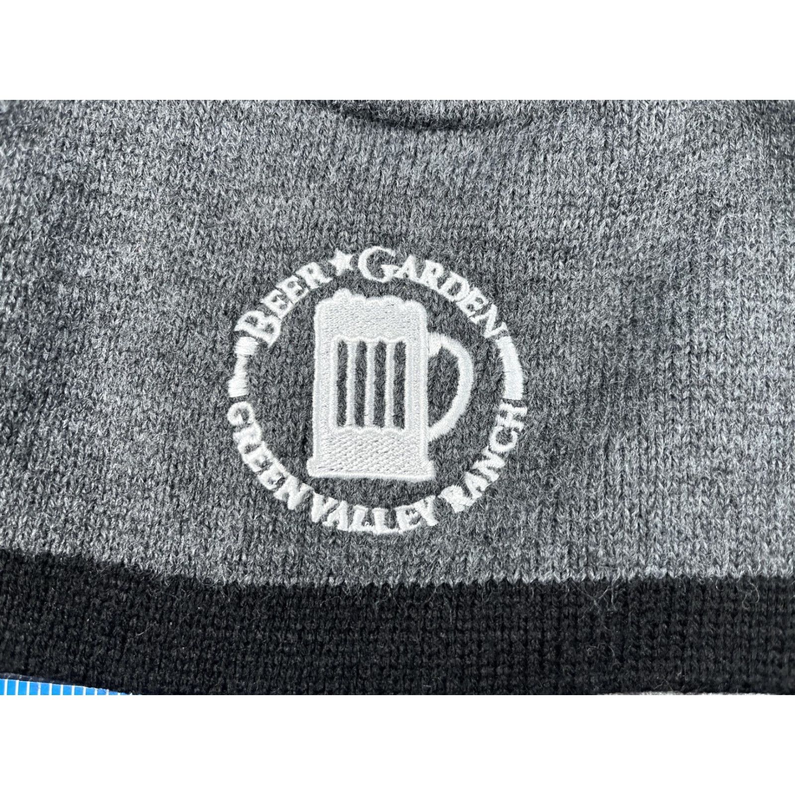 Vintage Beer Garden Green Valley Ranch Beanie Mens One Size Gray Knit Stretch Solid Embroidered Logo Winter Casual Hat Size ONE SIZE - 2 Thumbnail