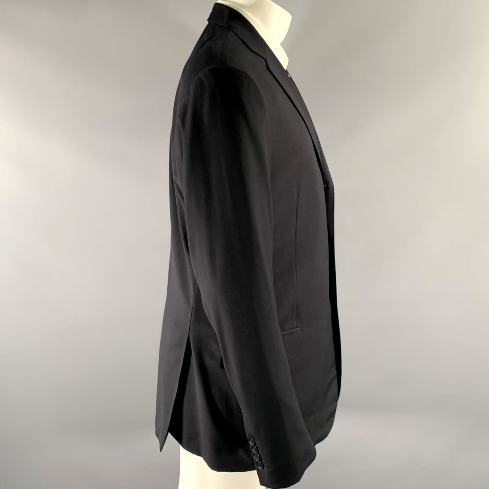 Isaia ISAIA Sport Coat Black Wool Size 42 Notch Lapel Men Size US XS / EU 42 / 0 - 3 Thumbnail