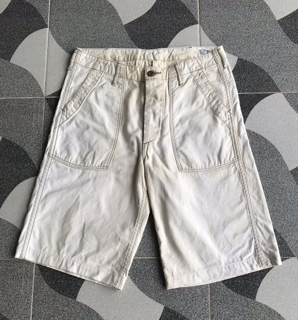 image of Worn Orslow Fatigue Shorts in Beige, Men's (Size 30)