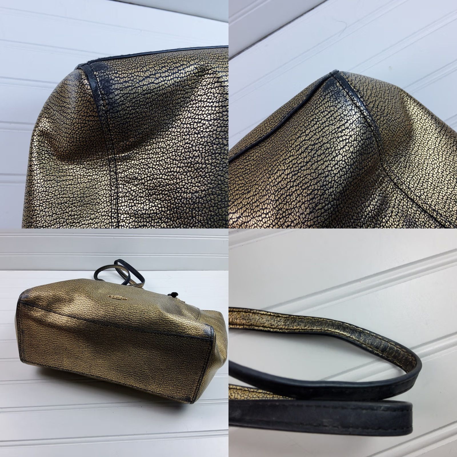 Coach Coach Tote Handbag Purse Metallic Leather Turn Lock Gold Leather Exterior Tote Women Size ONE SIZE - 9 Thumbnail