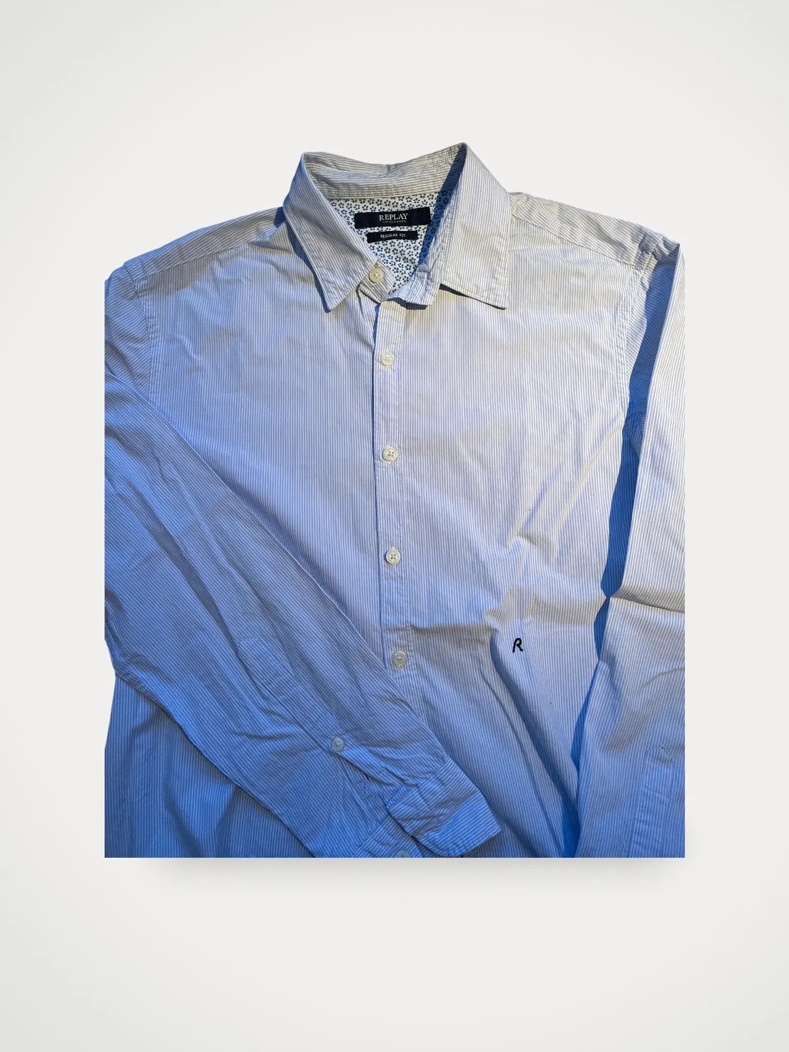 Replay Replay Ljusblå/vit randig skjorta Shirt Size M / US 6-8 / IT 42-44 - 1 Thumbnail