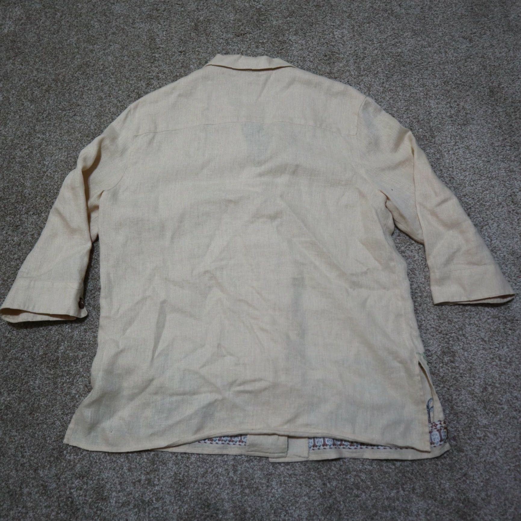 Vintage VINTAGE Plaza South Petite Tan Cream Elephant Embroidered Button Front Blazer Jacket 14P Size XL / US 12-14 / IT 48-50 - 8 Thumbnail