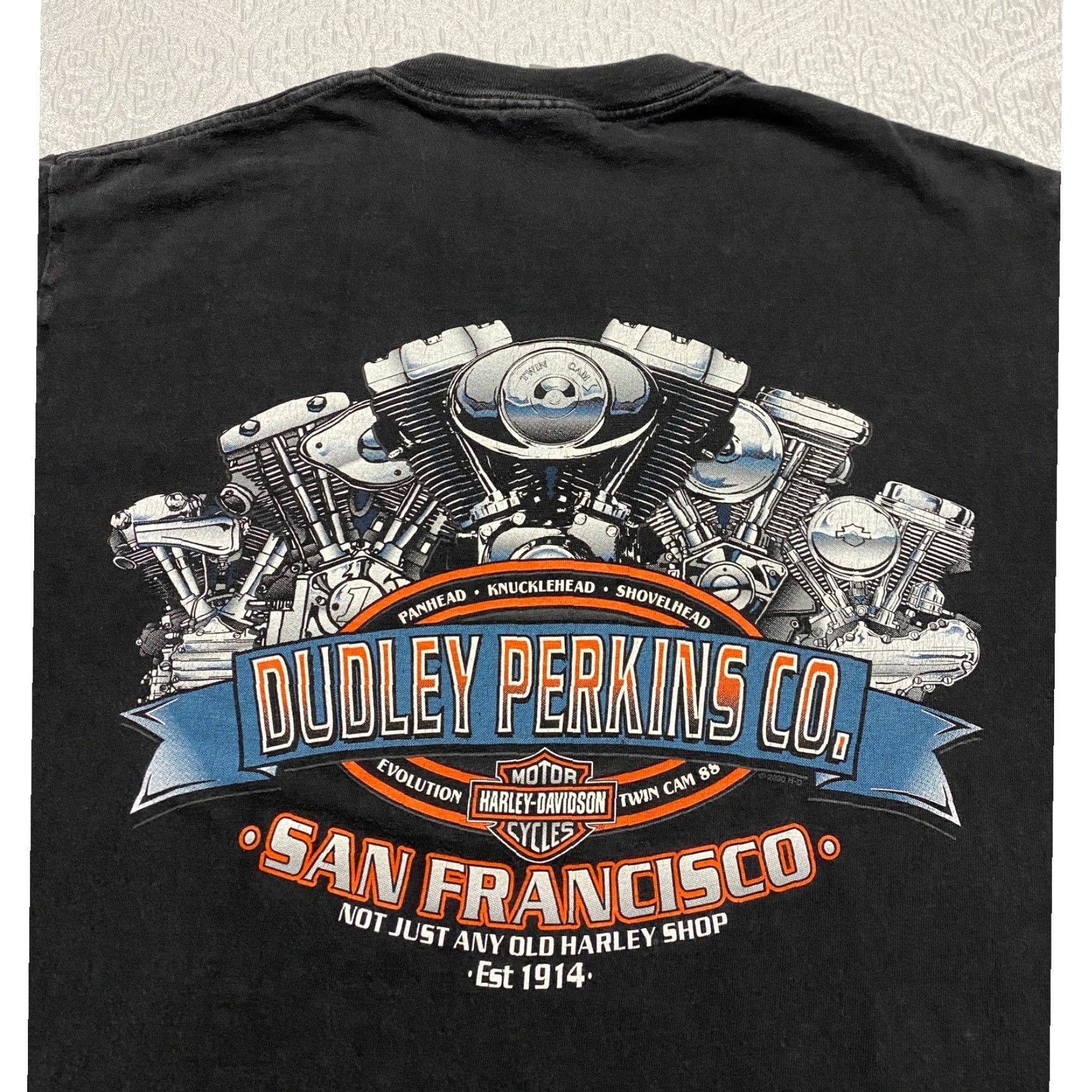 Harley Davidson VINTAGE Harley-Davidson T-Shirt Mens M Black Dudley Perkins San Francisco 2000s Graphic Tee Short Sleeve Crew Neck Grunge Size US M / EU 48-50 / 2 - 2 Thumbnail