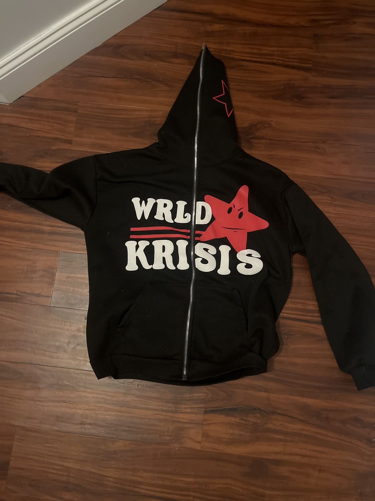 image of Wrld Krisis Hoodie Puff Print in Black, Men's (Size Small)