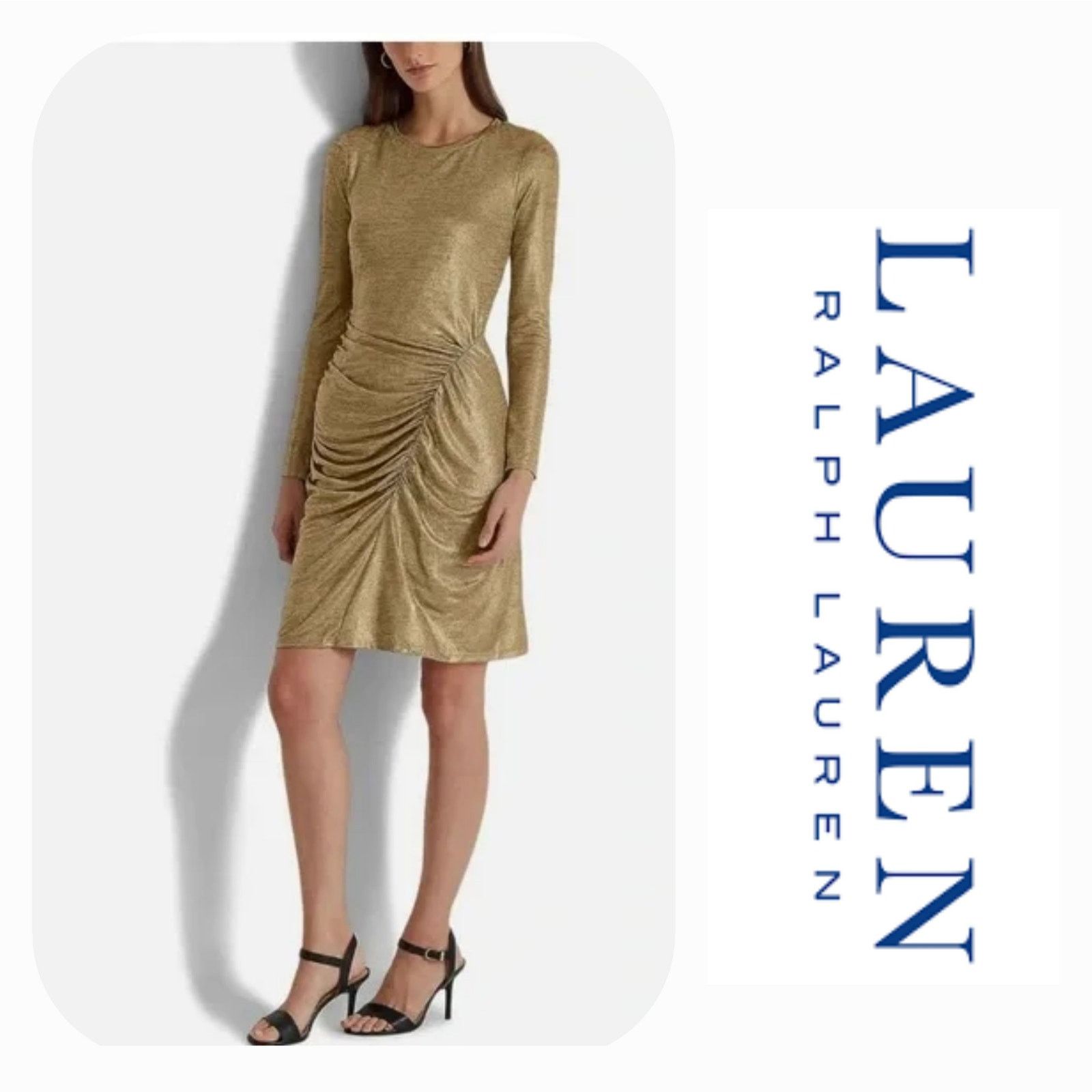 Lauren Ralph Lauren NWT Lauren Ralph Lauren Side Ruched Solid Foil Dress Sz. 8 Size M / US 6-8 / IT 42-44 - 1 Thumbnail