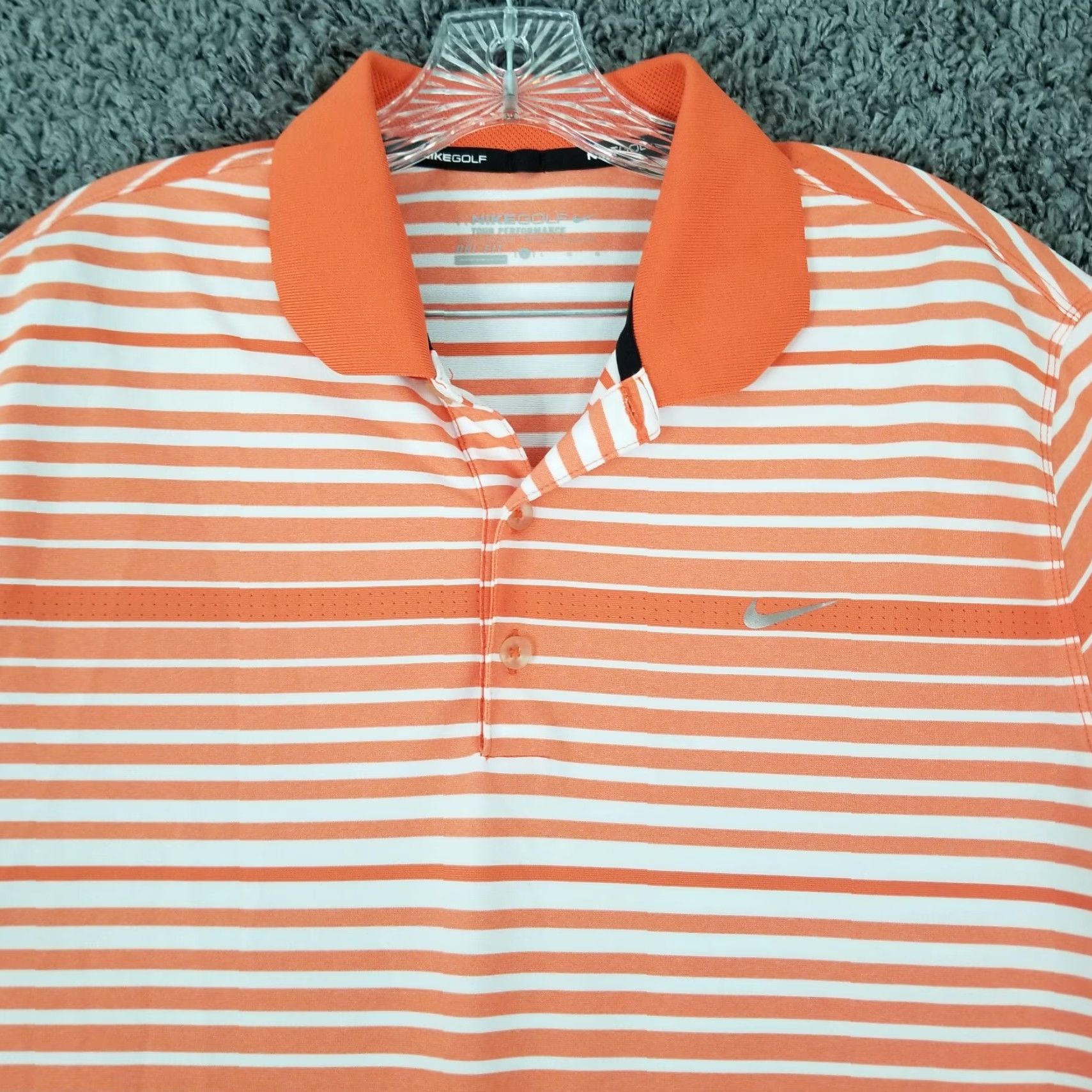 Nike NIKE GOLF Orange Striped Polo Shirt Short Sleeve Activewear Men’s Size L Size US L / EU 52-54 / 3 - 2 Thumbnail